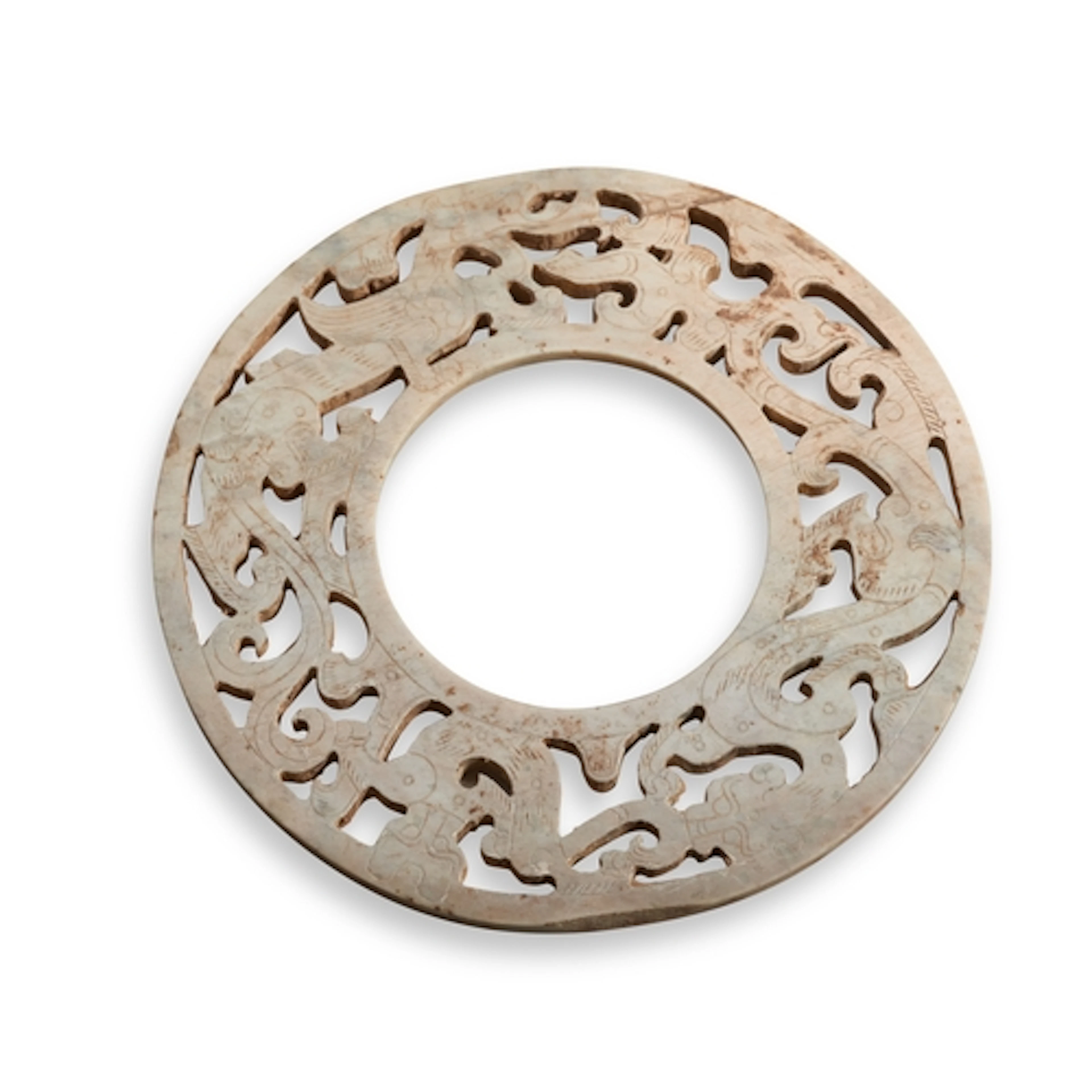 A RETICULATED JADE 'CHILONG' RING, HUAN EASTERN ZHOU DYNASTY...