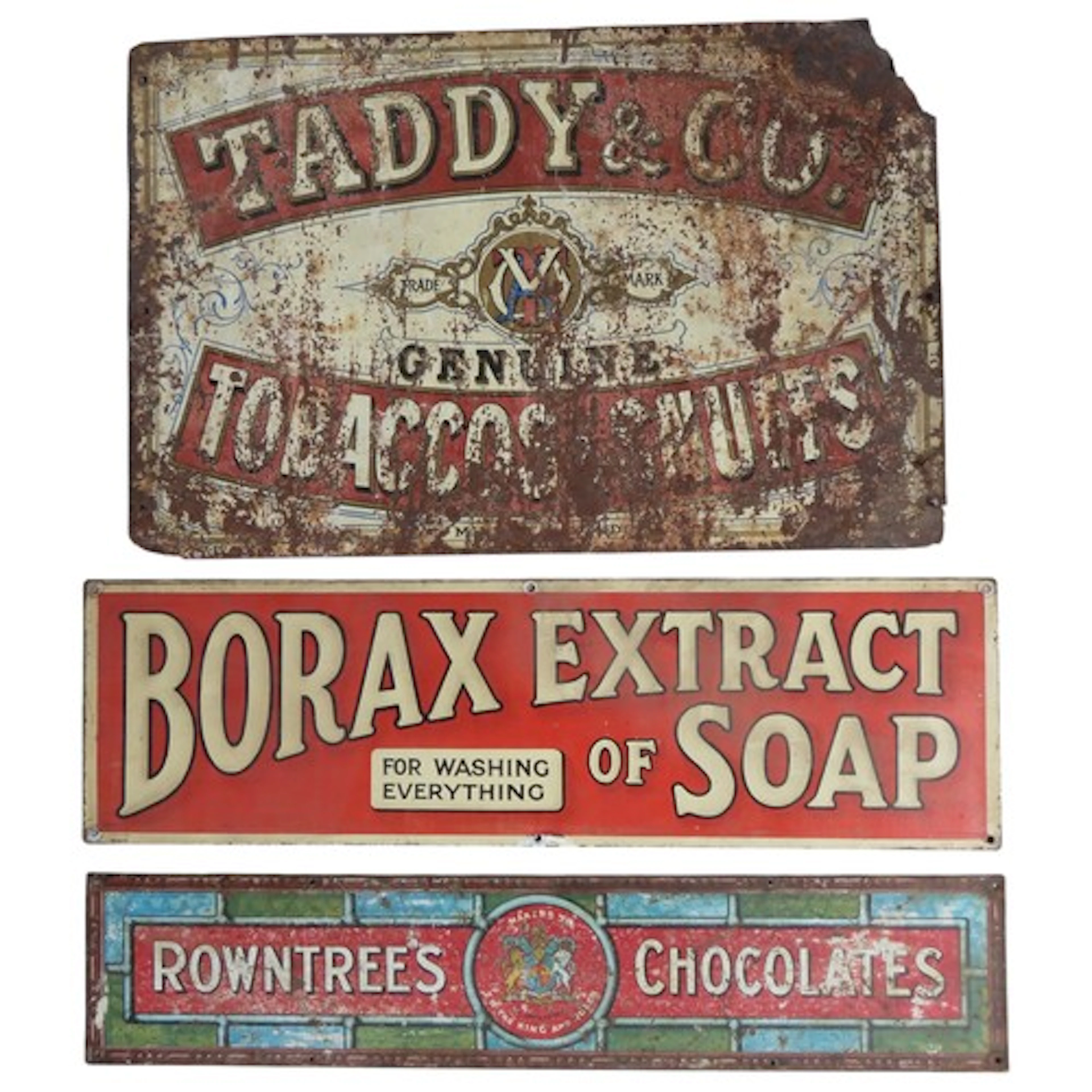 THREE VINTAGE TIN ADVERTISING SIGNS for Rowntrees Chocolate ...