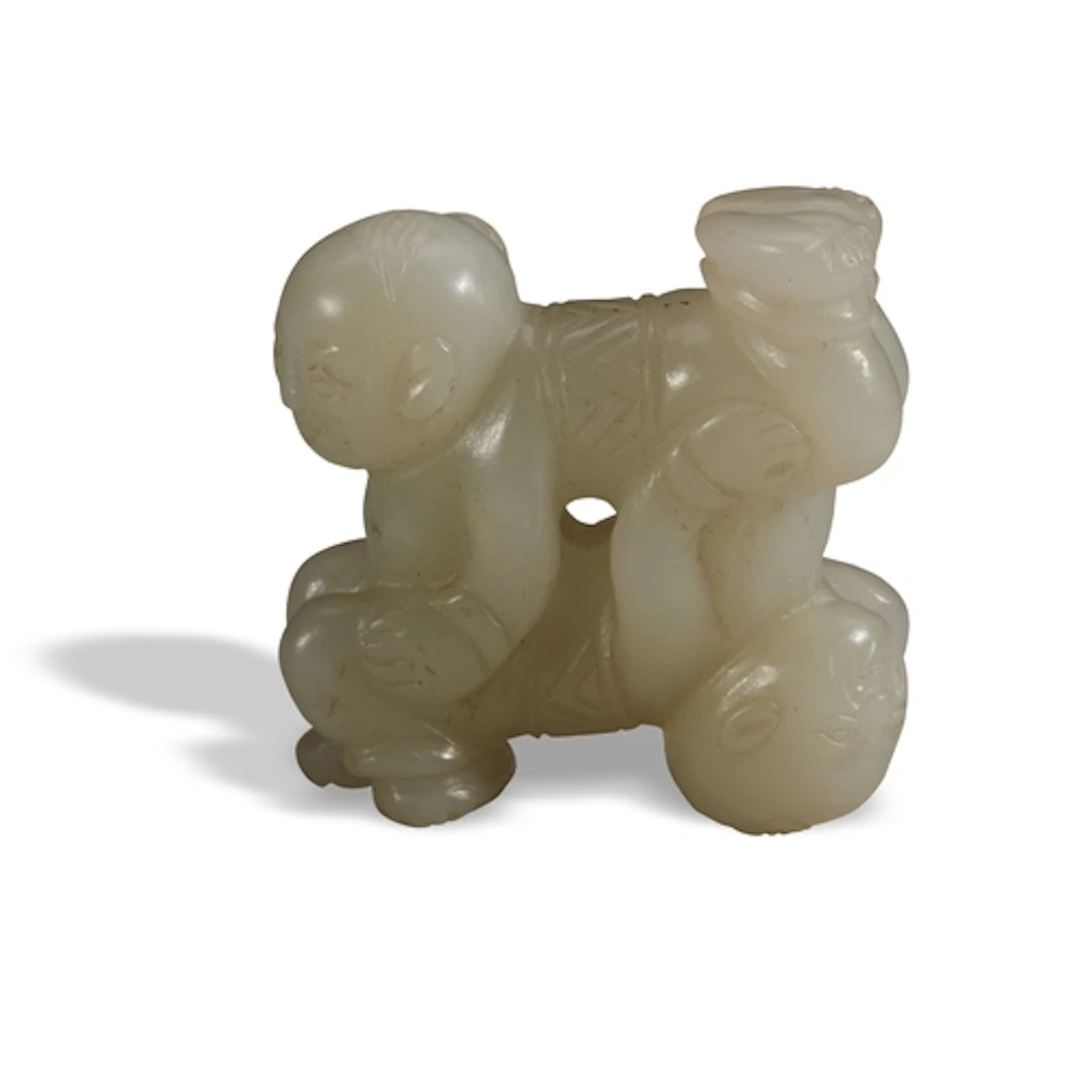 A GOOD WHITE-CELADON 'DOUBLE BOY' GROUP QIANLONG PERIOD (173...