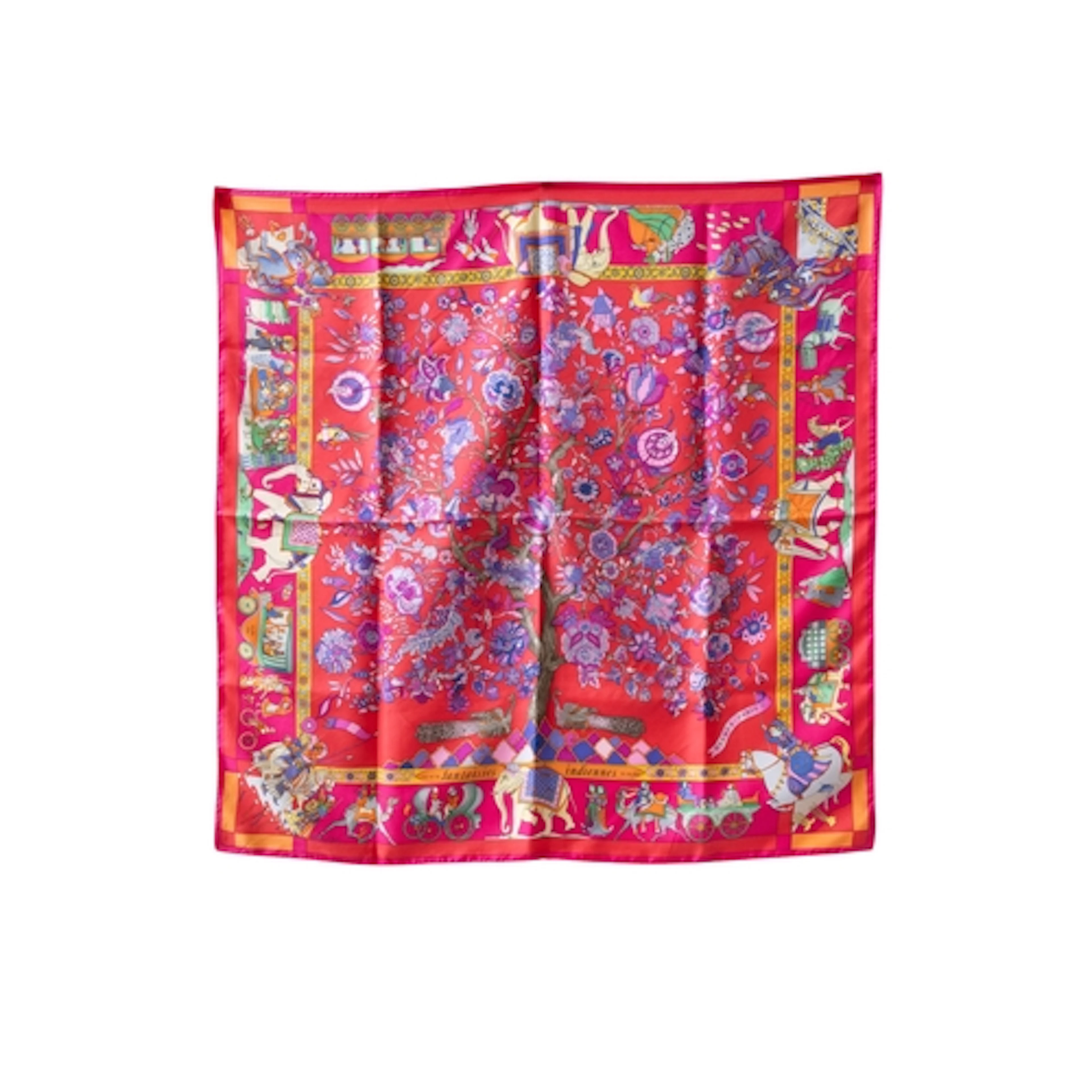 HERMES 90 'FANTASIES INDIENNES' SILK SCARF BY LOIC DUBIGEON ...
