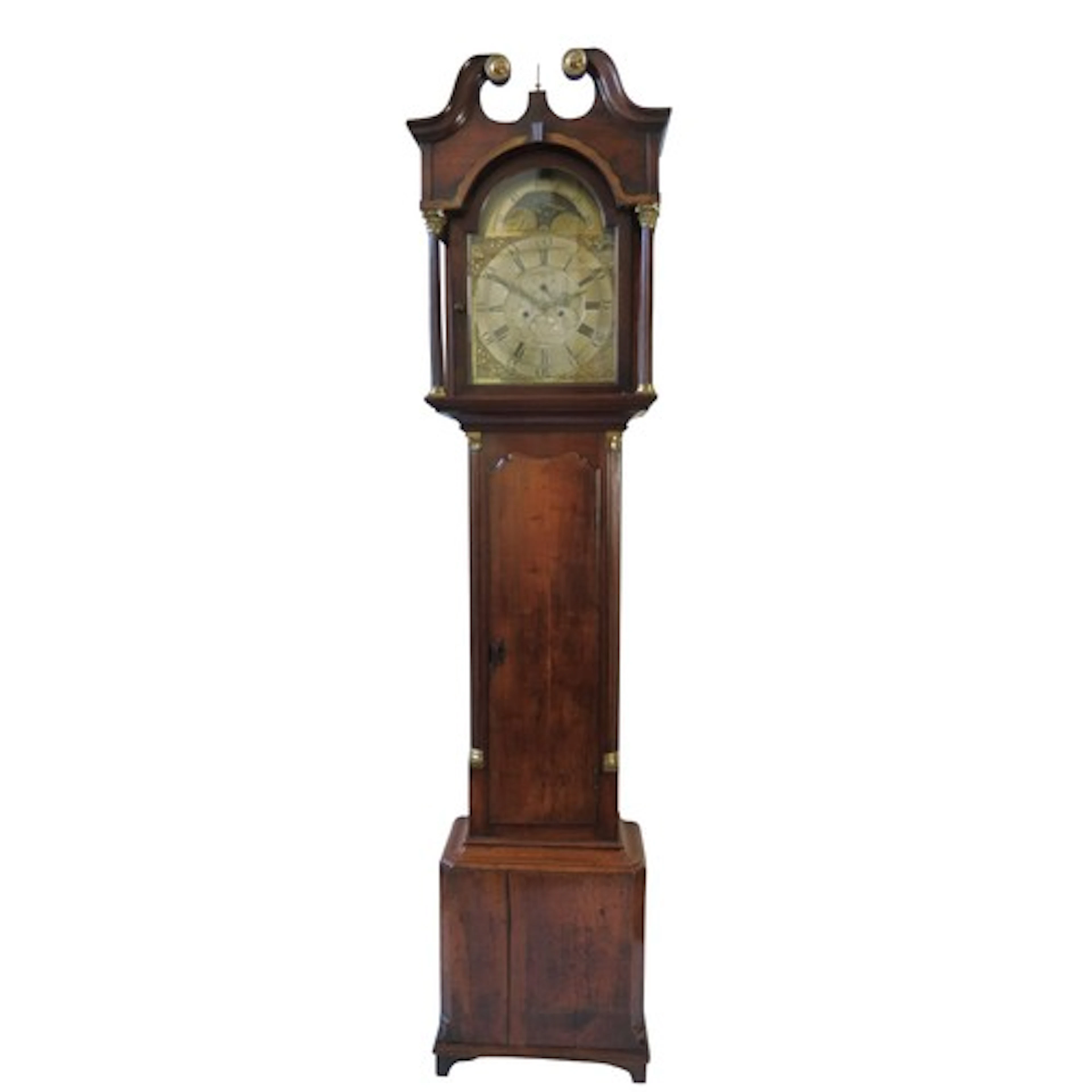 A 19TH CENTURY MAHOGANY LONG CASE CLOCK 13 inch brass arch d...