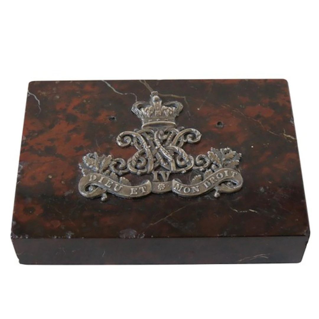 A 19TH CENTURY MARBLE DESK PAPERWEIGHT the rectangular form ...