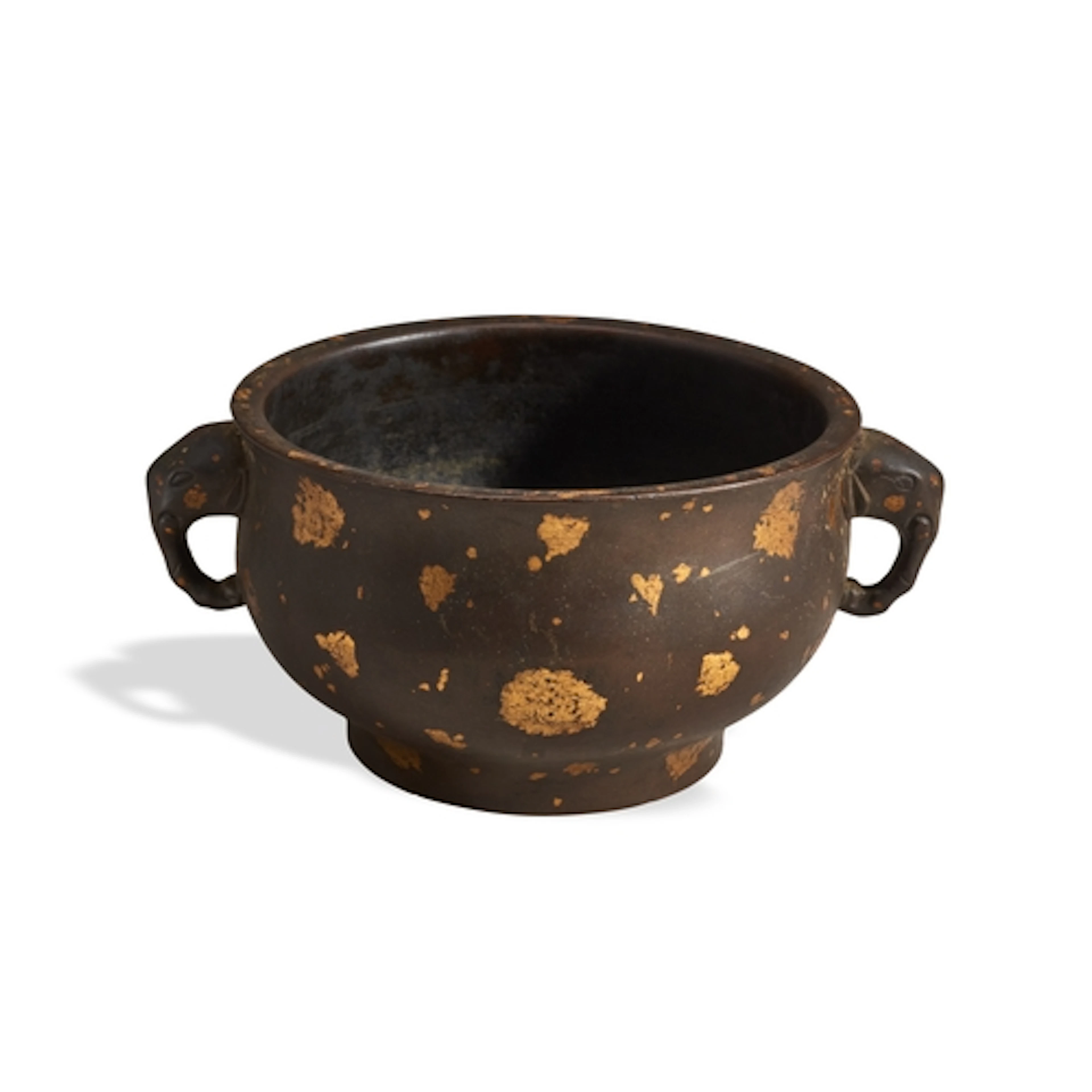 A GOOD GOLD-SPLASH BRONZE CENSER XUANDE SIX CHARCATER MARK,...