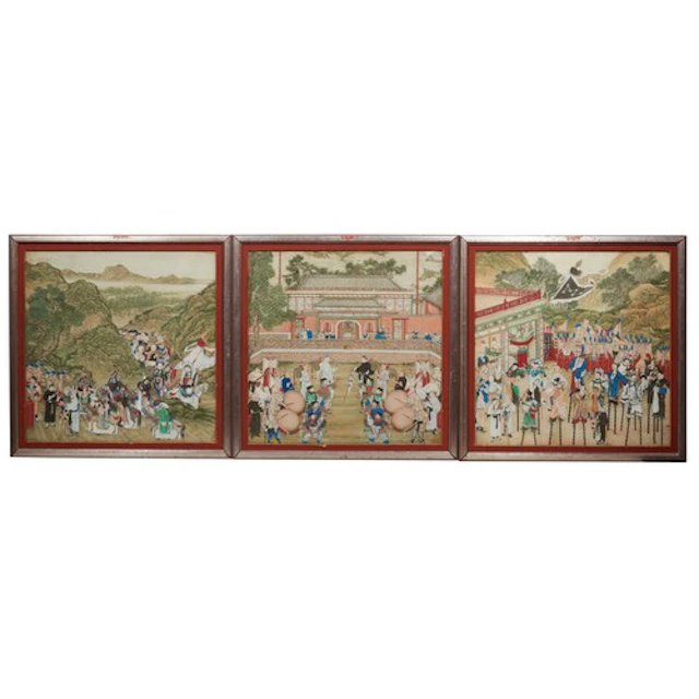 THREE PAINTINGS OF FESTIVAL SCENES, ATTRIBUTED TO ZHU DINGXI...