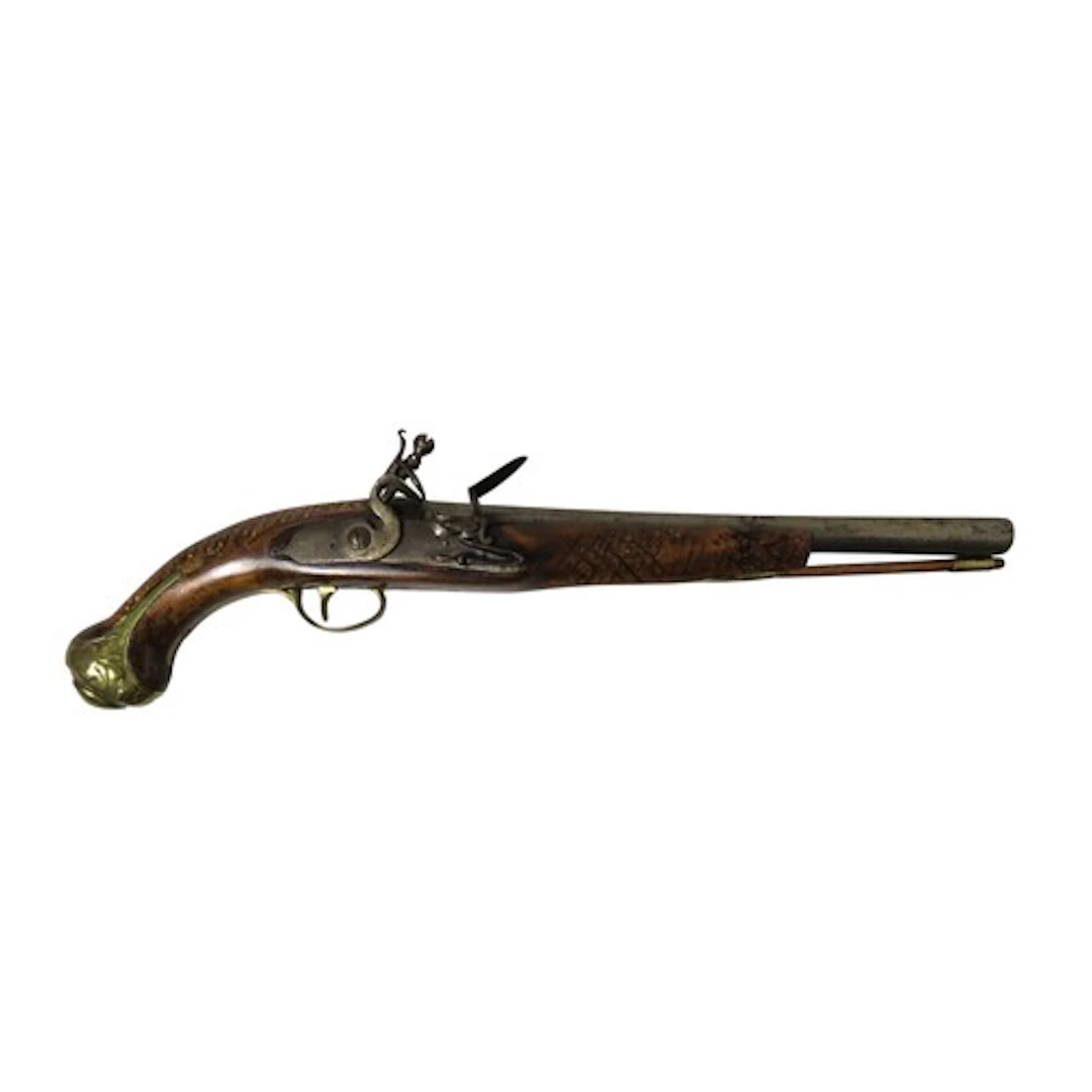 A FLINTLOCK PISTOL, possibly Turkish market with engraved ba...