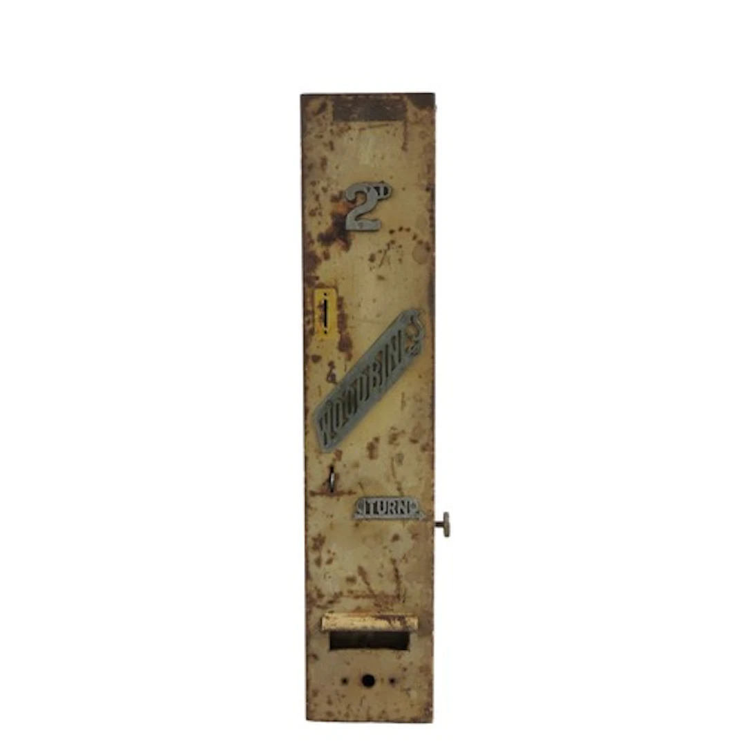 A VINTAGE WALL MOUNTED WOODBINE VENDING MACHINE 74 x 15 x 10...