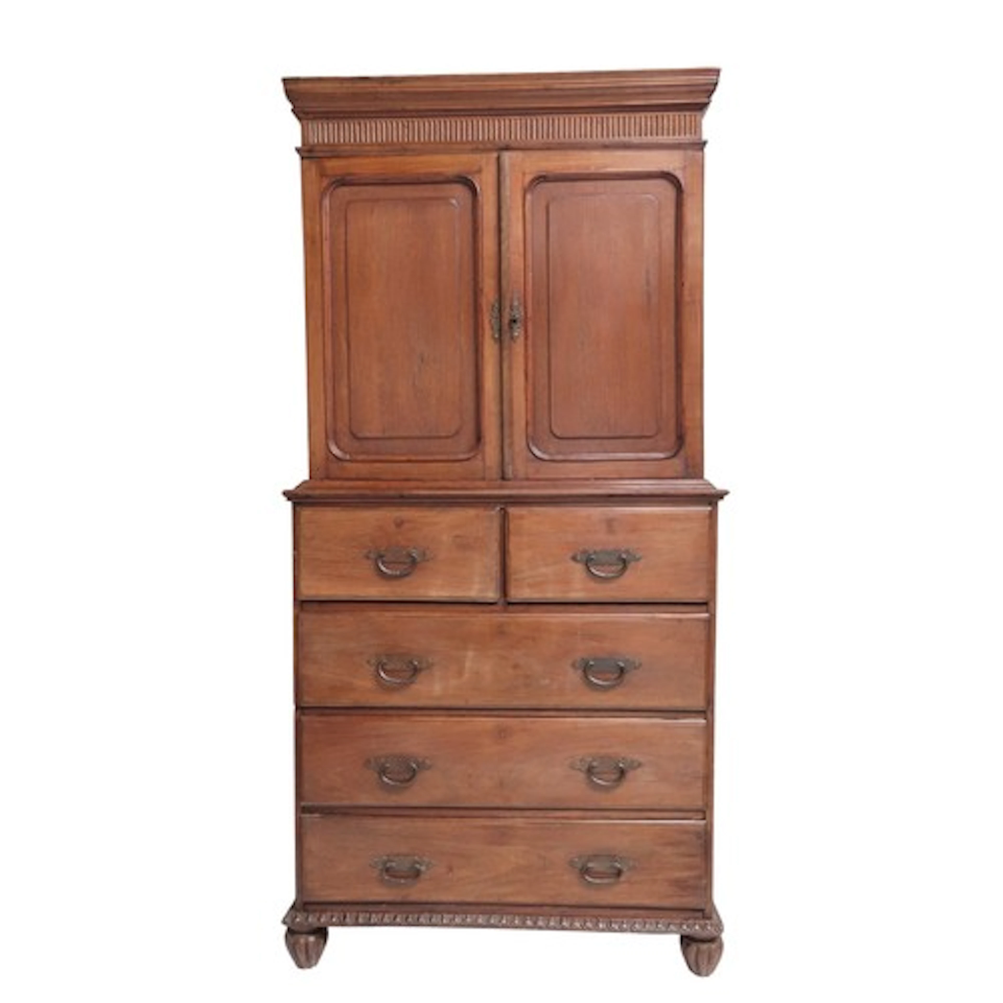 AN ANGLO-INDIAN LINEN PRESS 19TH CENTURY in two sections, th...