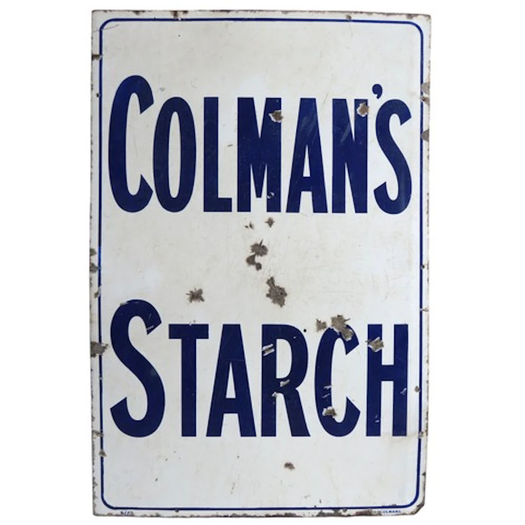 AN ENAMELED ADVERTISING SIGN FOR COLMAN'S STARCH EARLY 20TH...