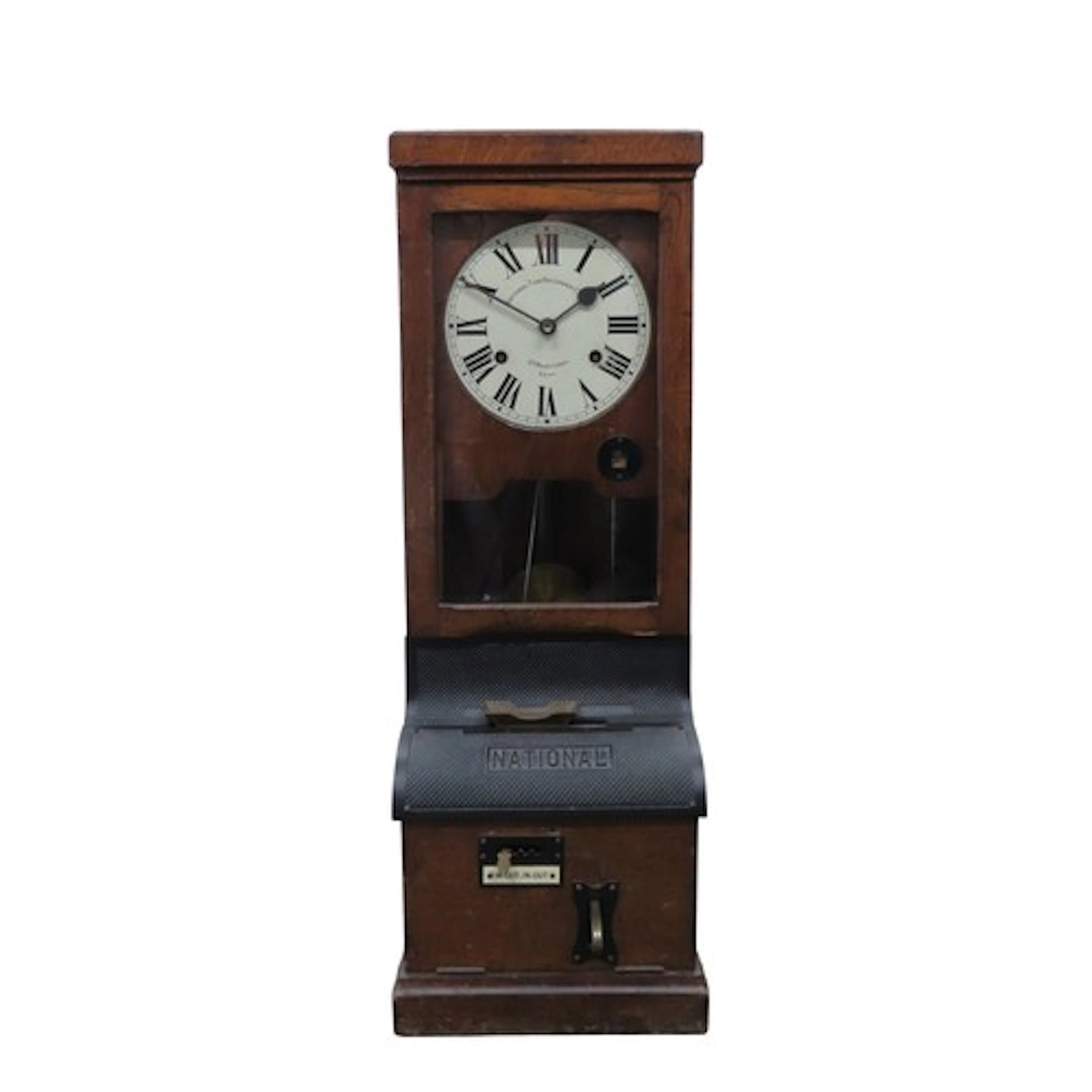 A NATIONAL TIME RECORDING COMPANY CLOCKING IN CLOCK in an oa...