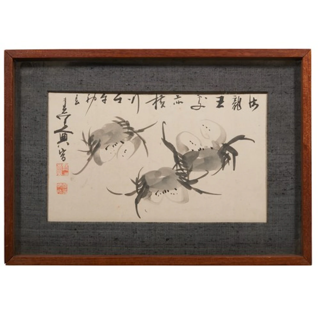 JAPANESE INK PAINTING OF CRABS 20TH CENTURY Depicting three ...