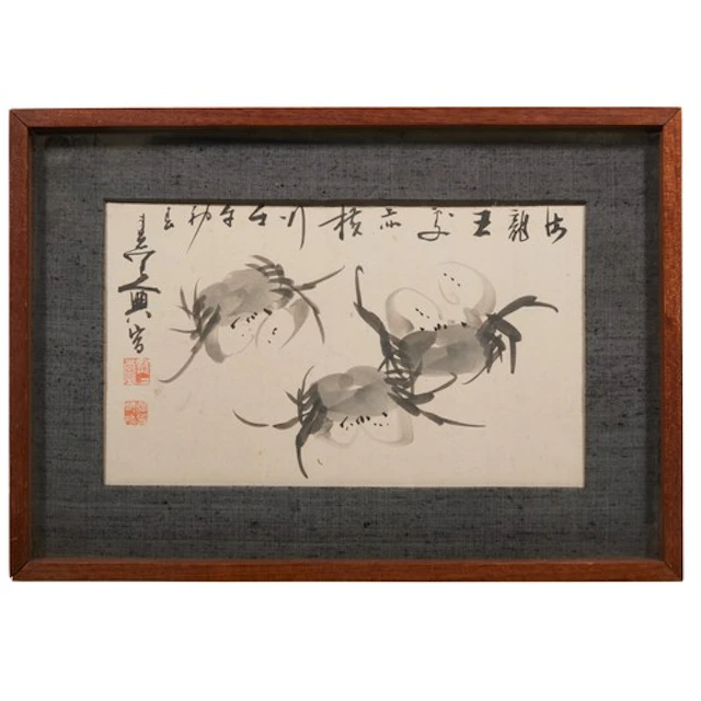 JAPANESE INK PAINTING OF CRABS 20TH CENTURY Depicting three ...
