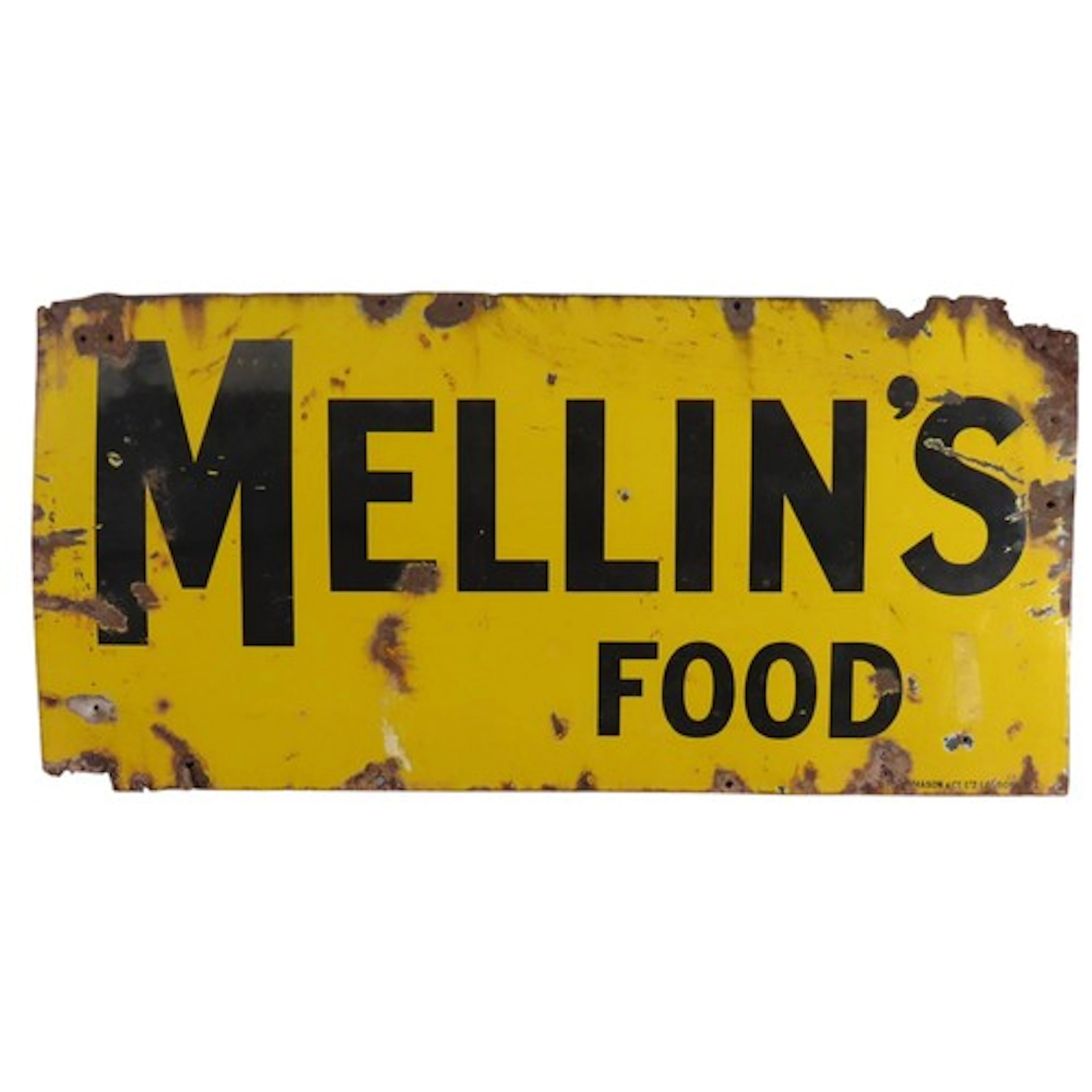 A VINTAGE ENAMEL ADVERTISING SIGN FOR MELLIN'S FOOD EARLY 20...