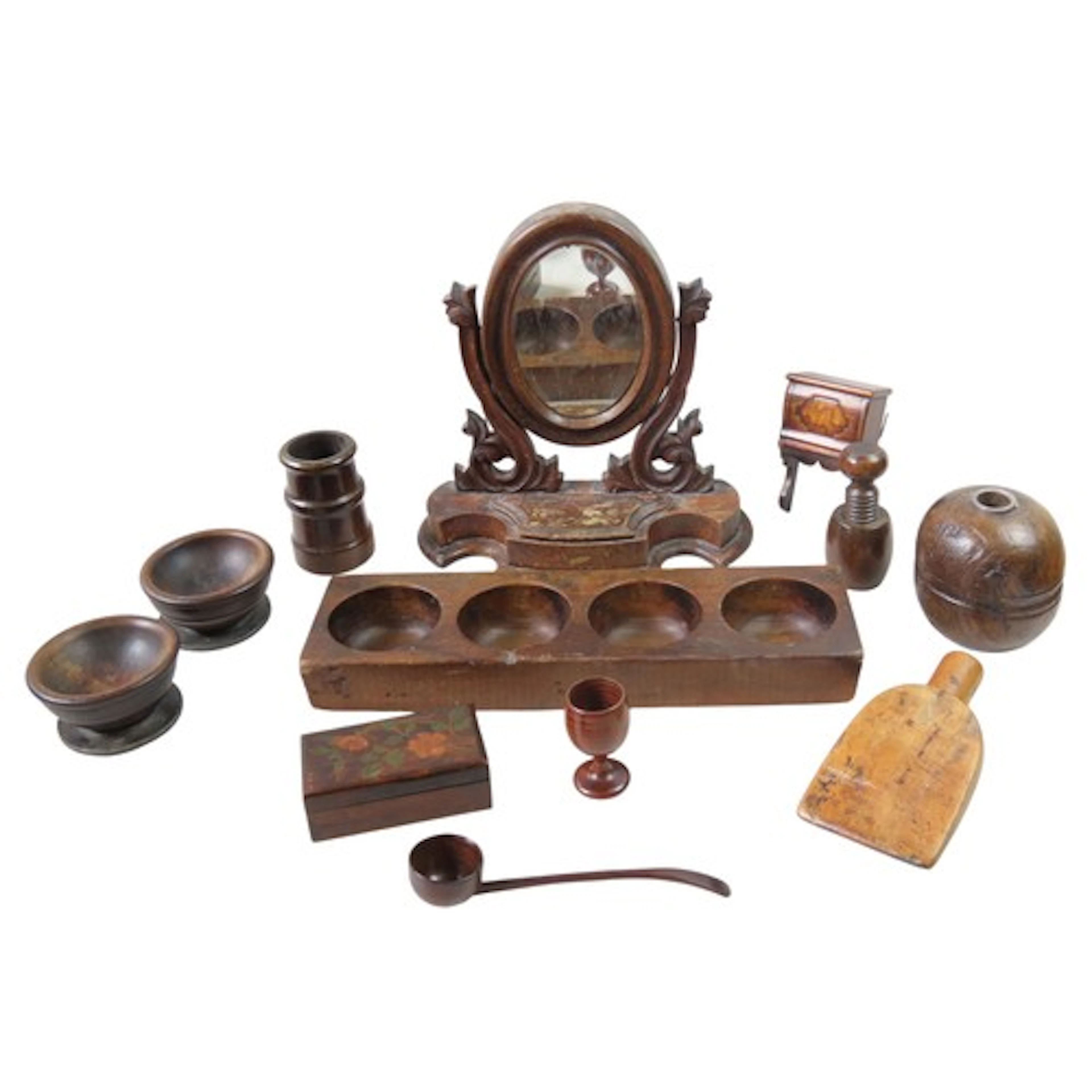 A GOOD COLLECTION OF MIXED TREEN WARE 19TH/20TH CENTURY the ...