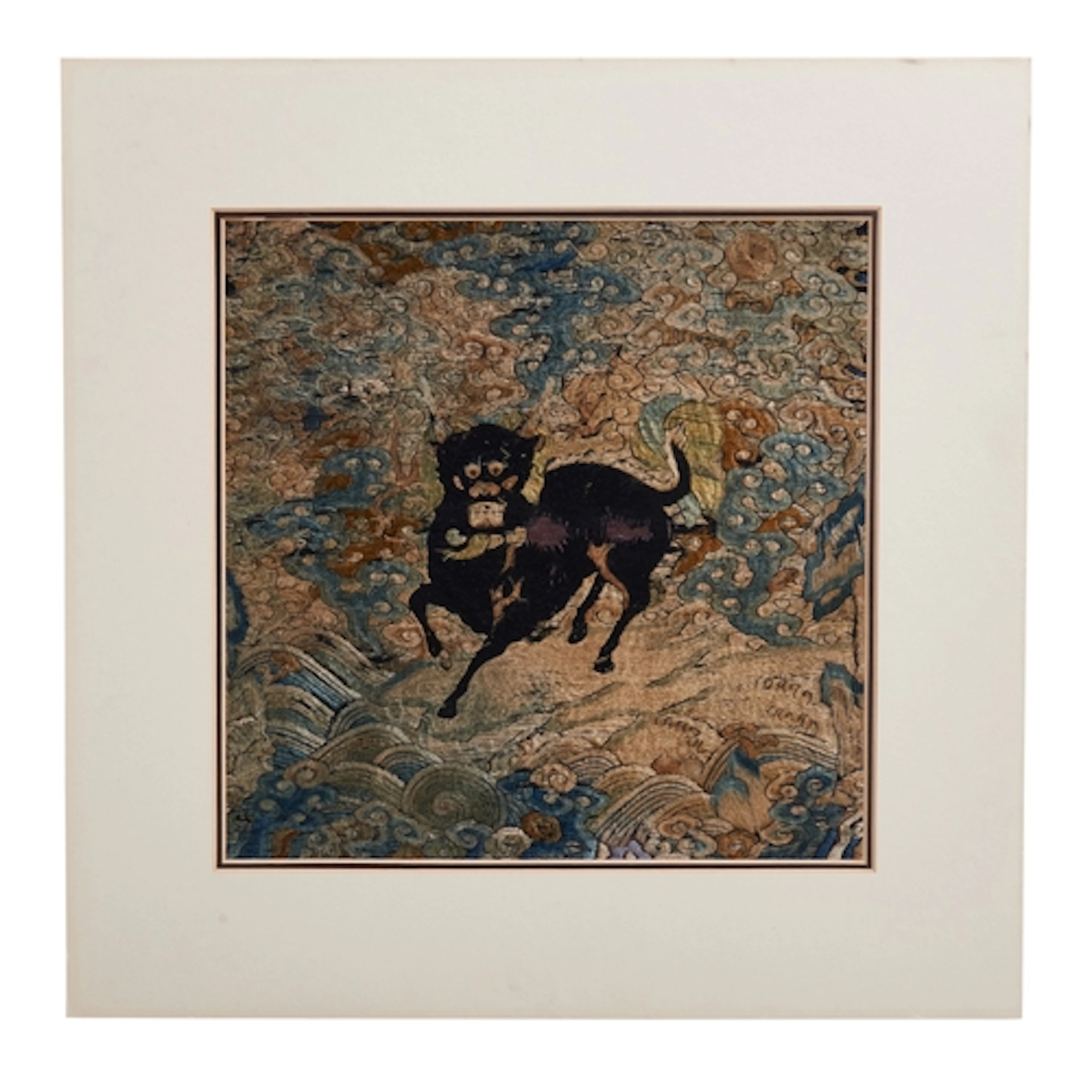 A RARE EMBROIDERED SILK FIRST-RANK MILITARY 'QILIN' RANK BA...
