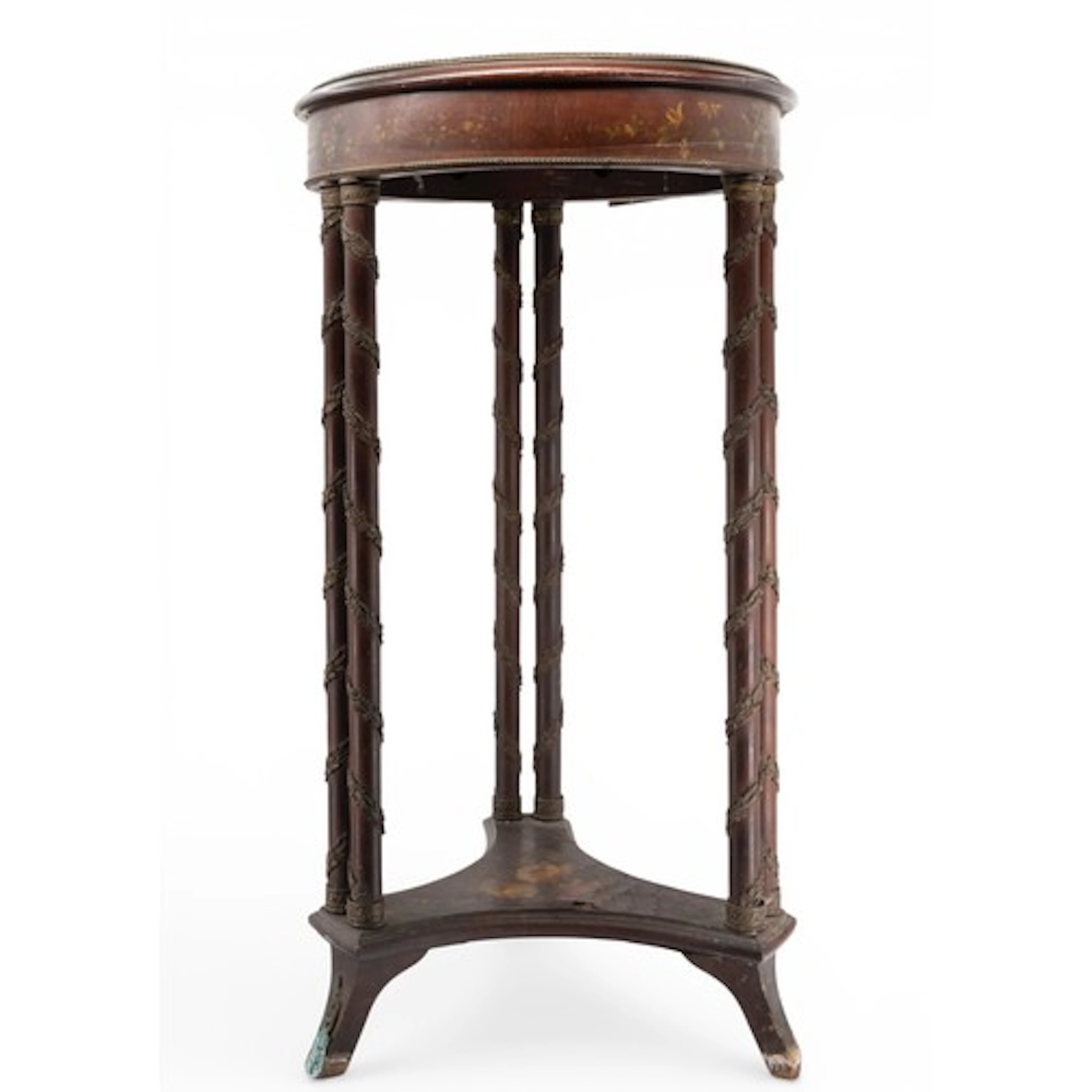 A LOUIS XVI-STYLE LAMP TABLE the circular dish form top pain...