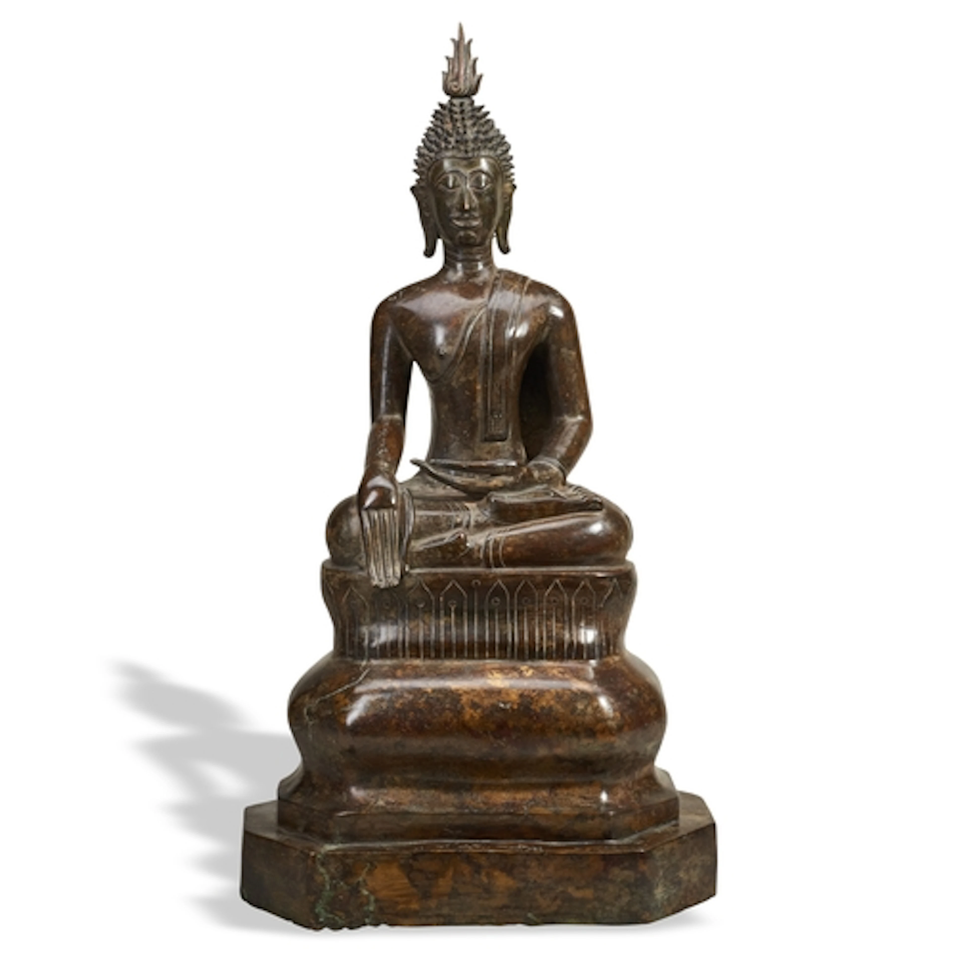 A FINE BRONZE FIGURE OF SHAKYAMUNI BUDDHA LAOS, 16TH/17TH C...