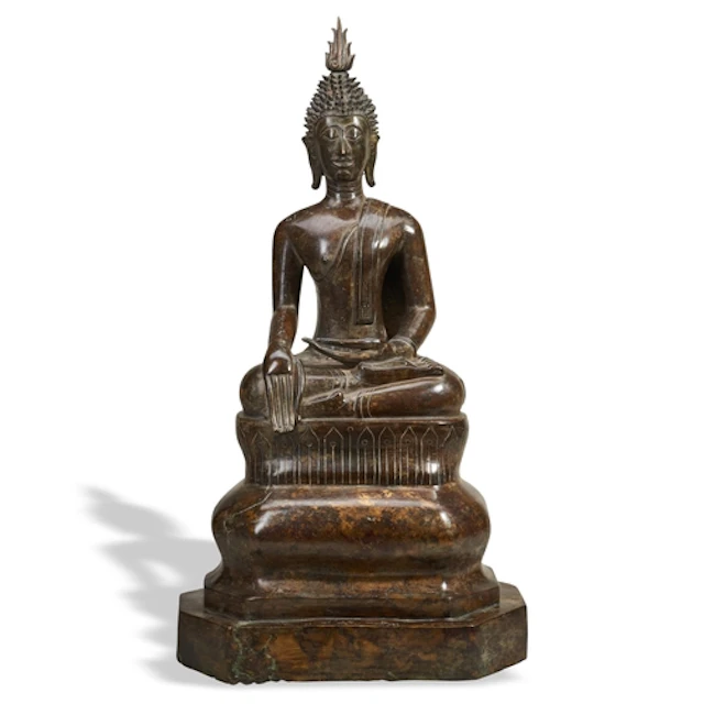 A FINE BRONZE FIGURE OF SHAKYAMUNI BUDDHA LAOS, 16TH/17TH C...