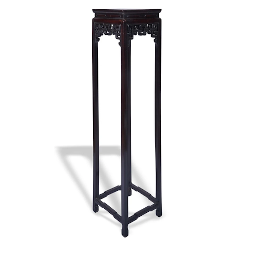 A CHINESE CARVED HARDWOOD STAND LATE QING DYNASTY the square...