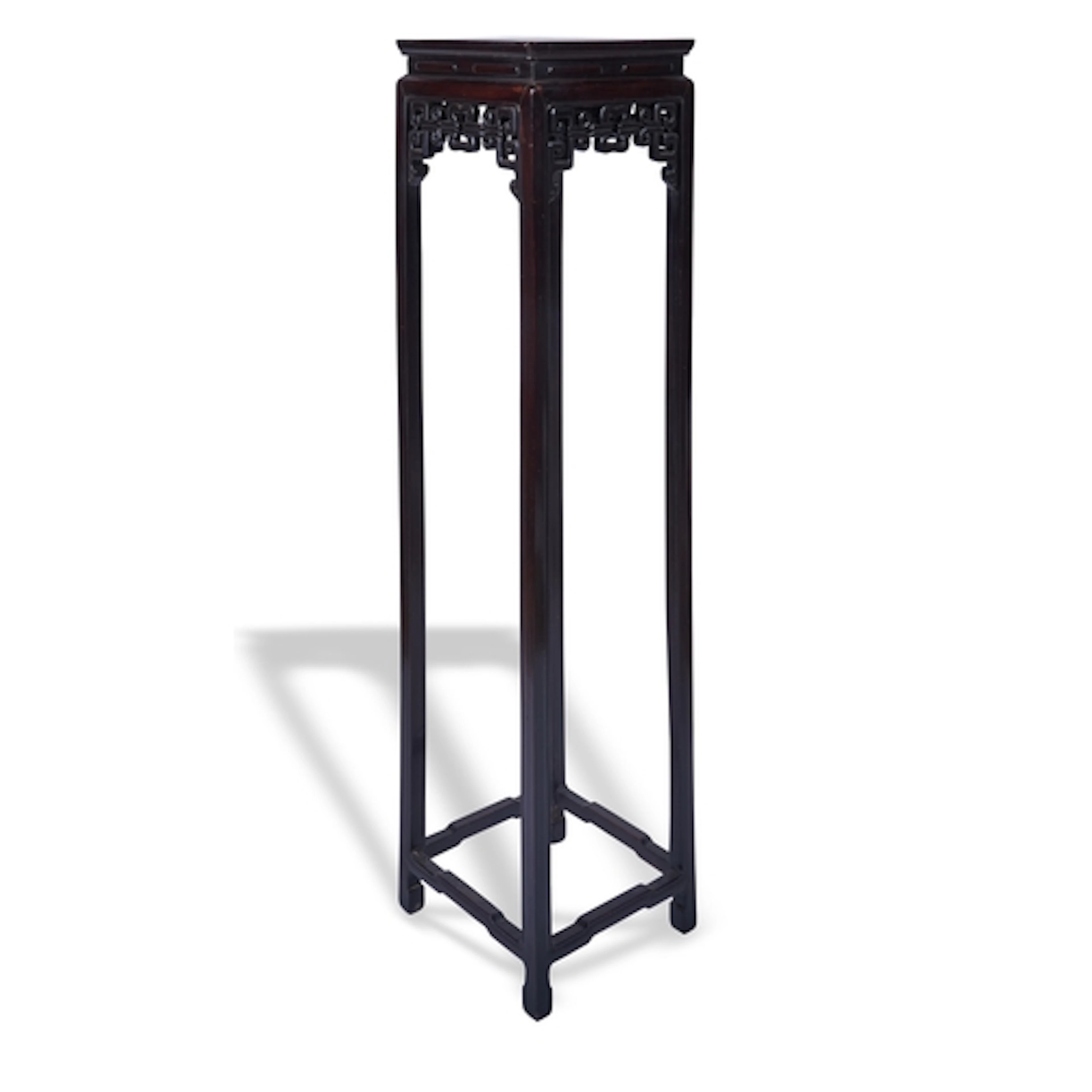 A CHINESE CARVED HARDWOOD STAND LATE QING DYNASTY the square...