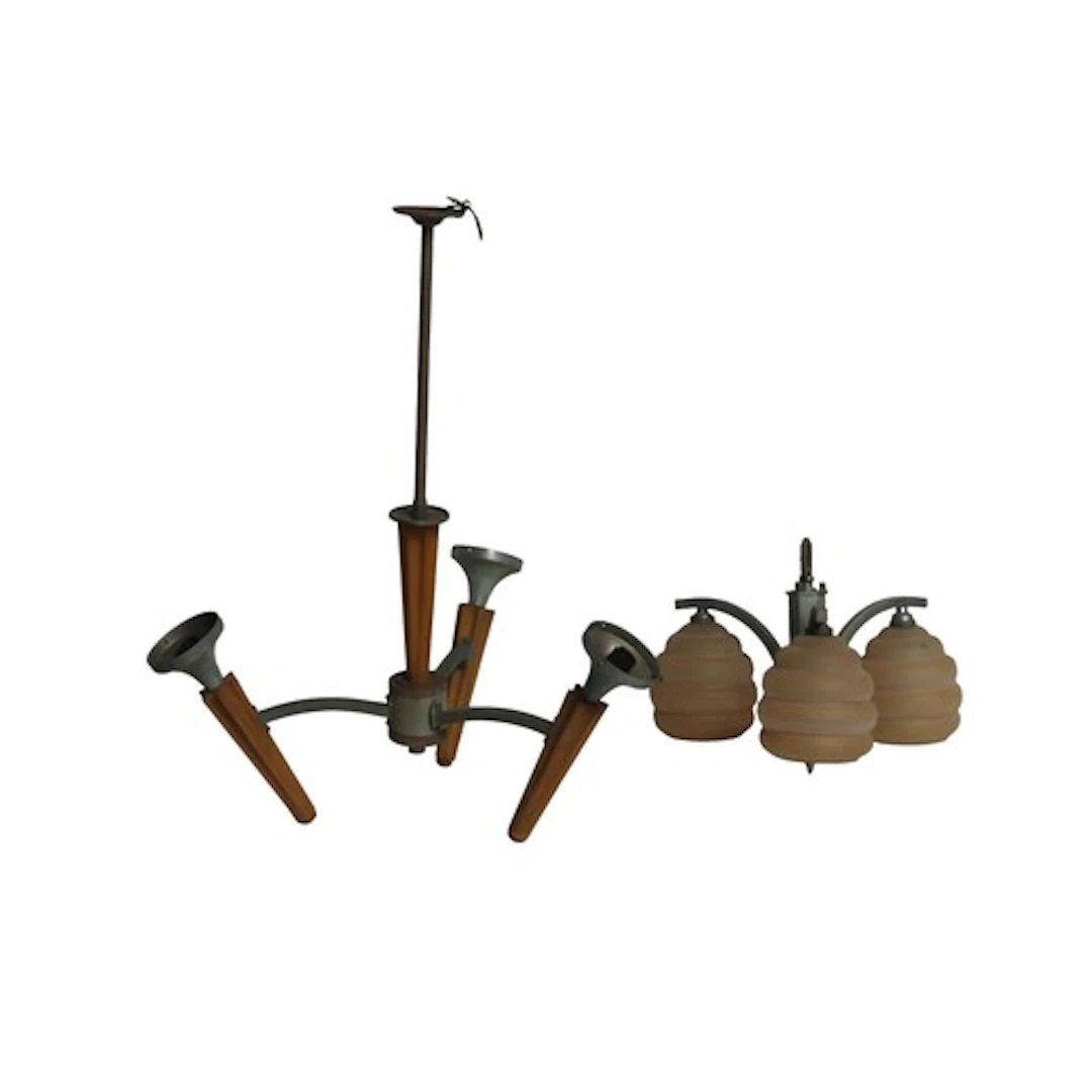 TWO VINTAGE TRIFORM PENDANT LIGHT FITTINGS 67 cm high x 26 c...