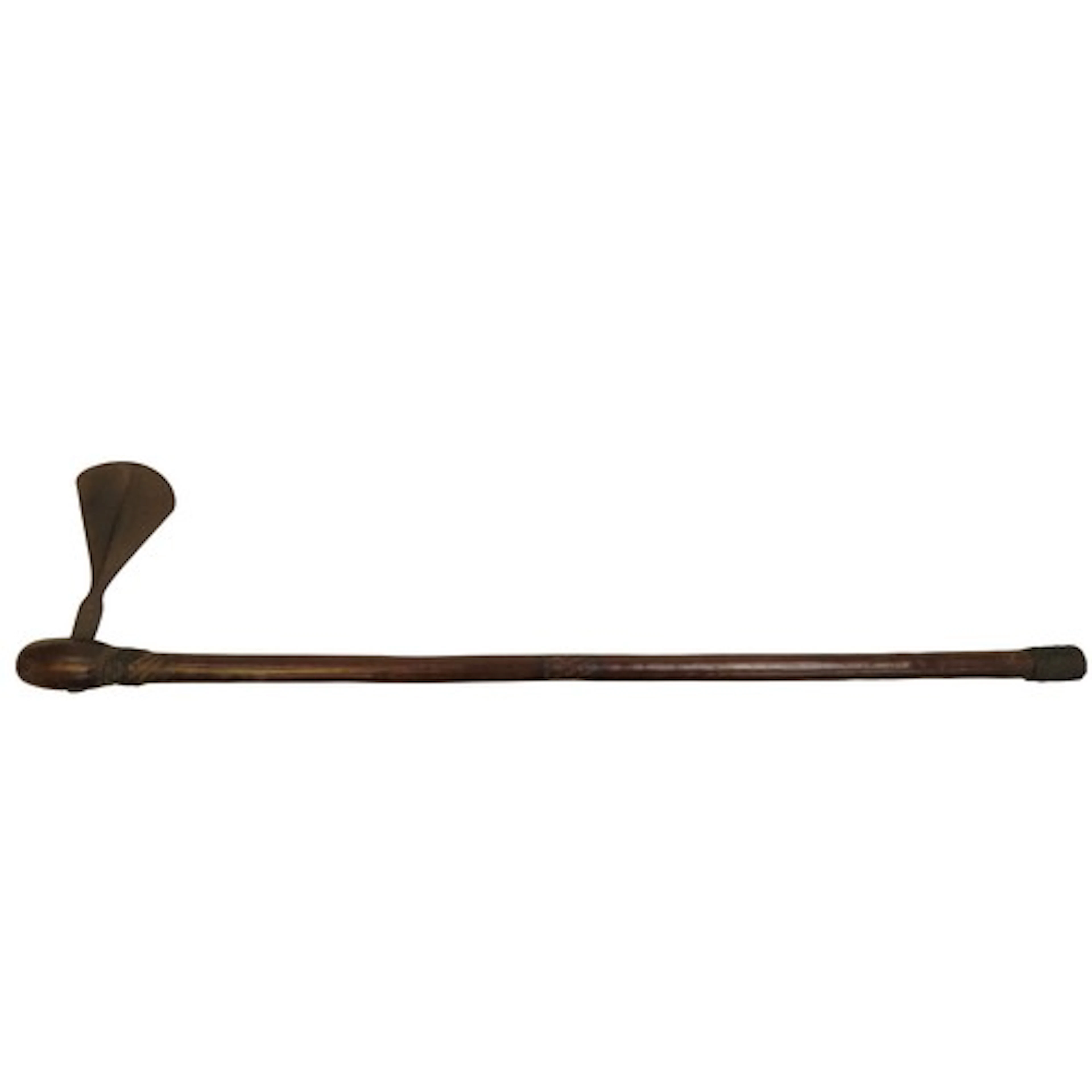 AN AFRICAN TRIBAL WAR AXE with forged steel blade and wooden...