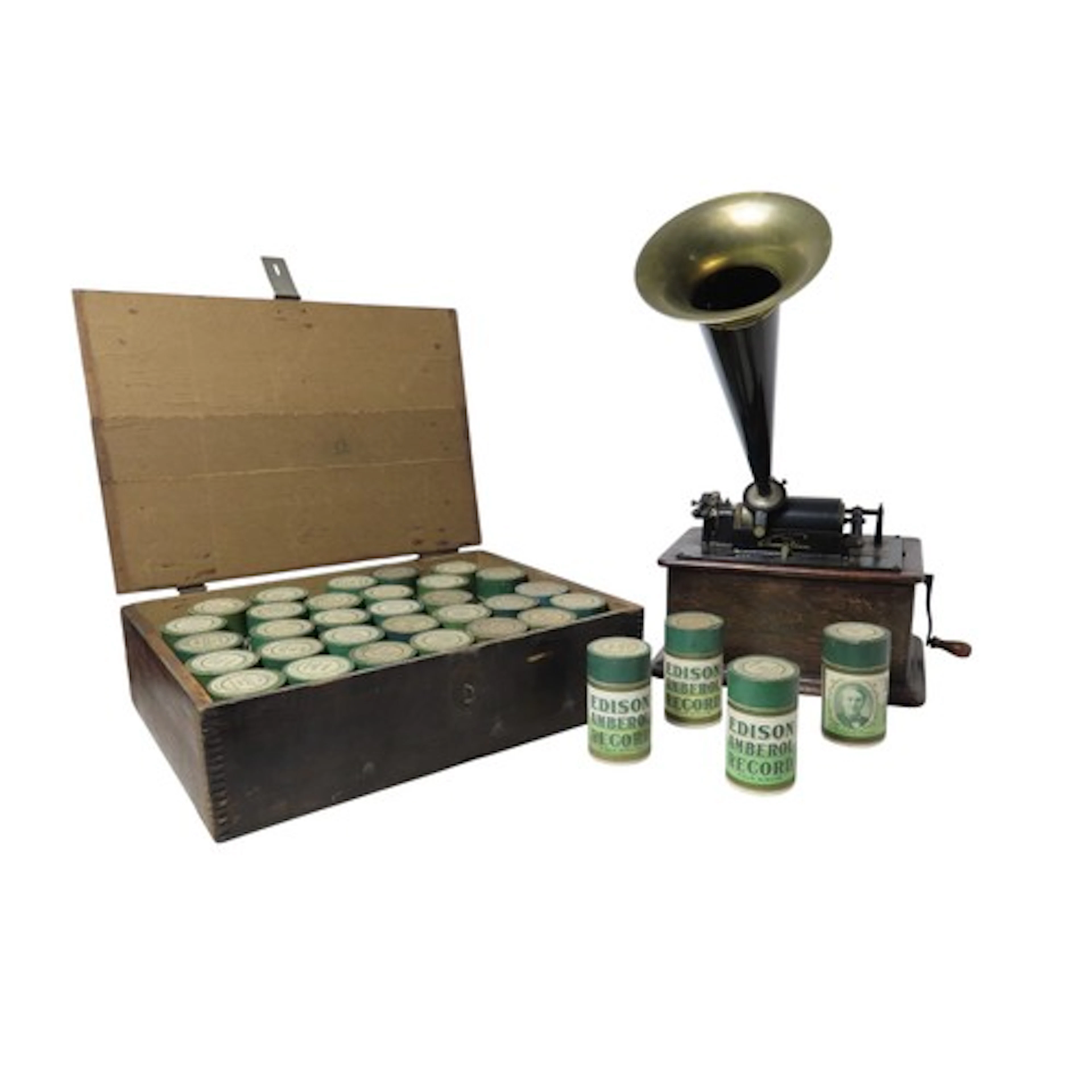A VINTAGE EDISON PHONOGRAPH EARLY 20TH CENTURY with horn an...