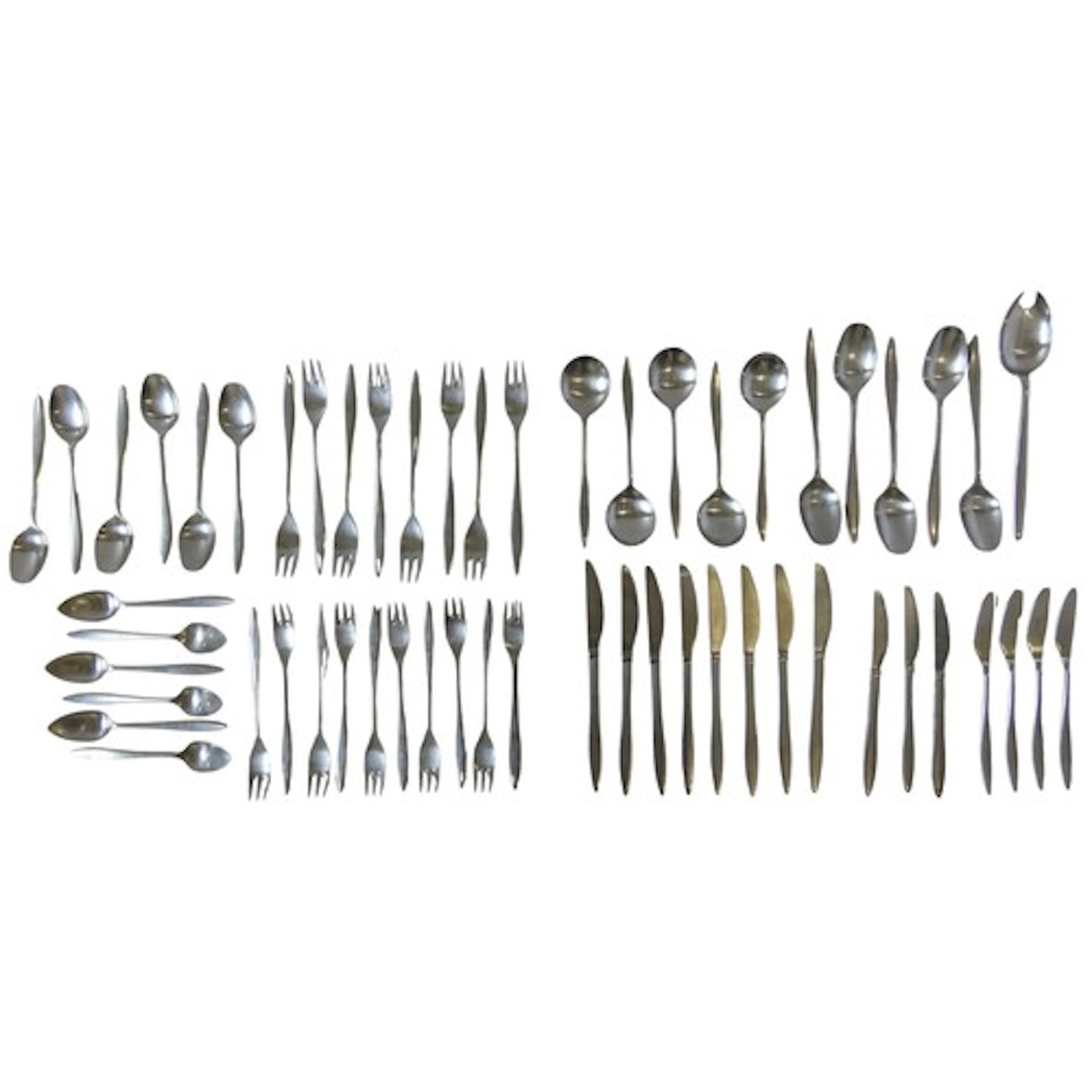 A QUANTITY OF VINTAGE STYLISED 'CHOICE' STAINLESS STEEL FLAT...