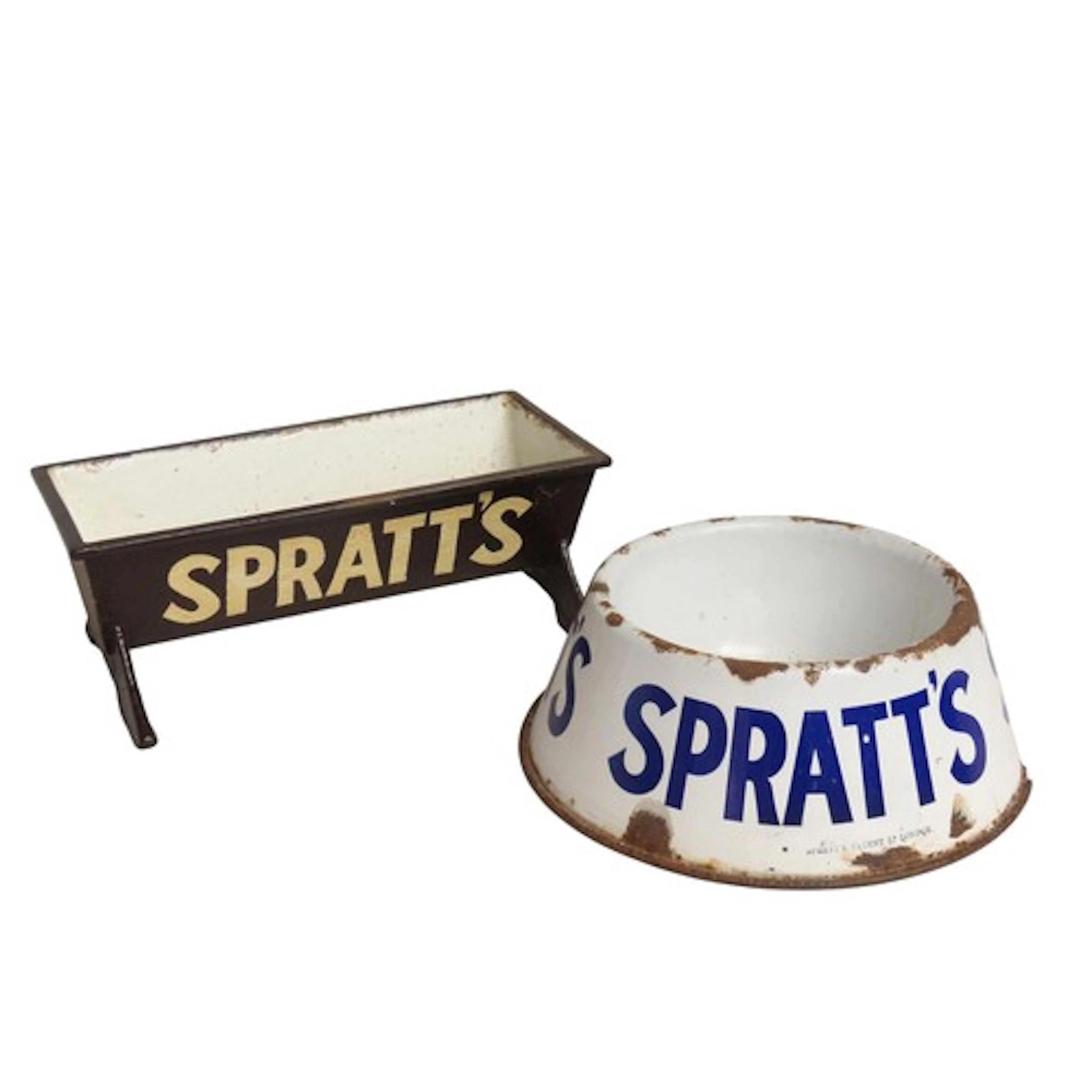 SPRATTS ENAMELED DOG WATER BOWL AND TROUGH Bowl: 10.5 cm hig...