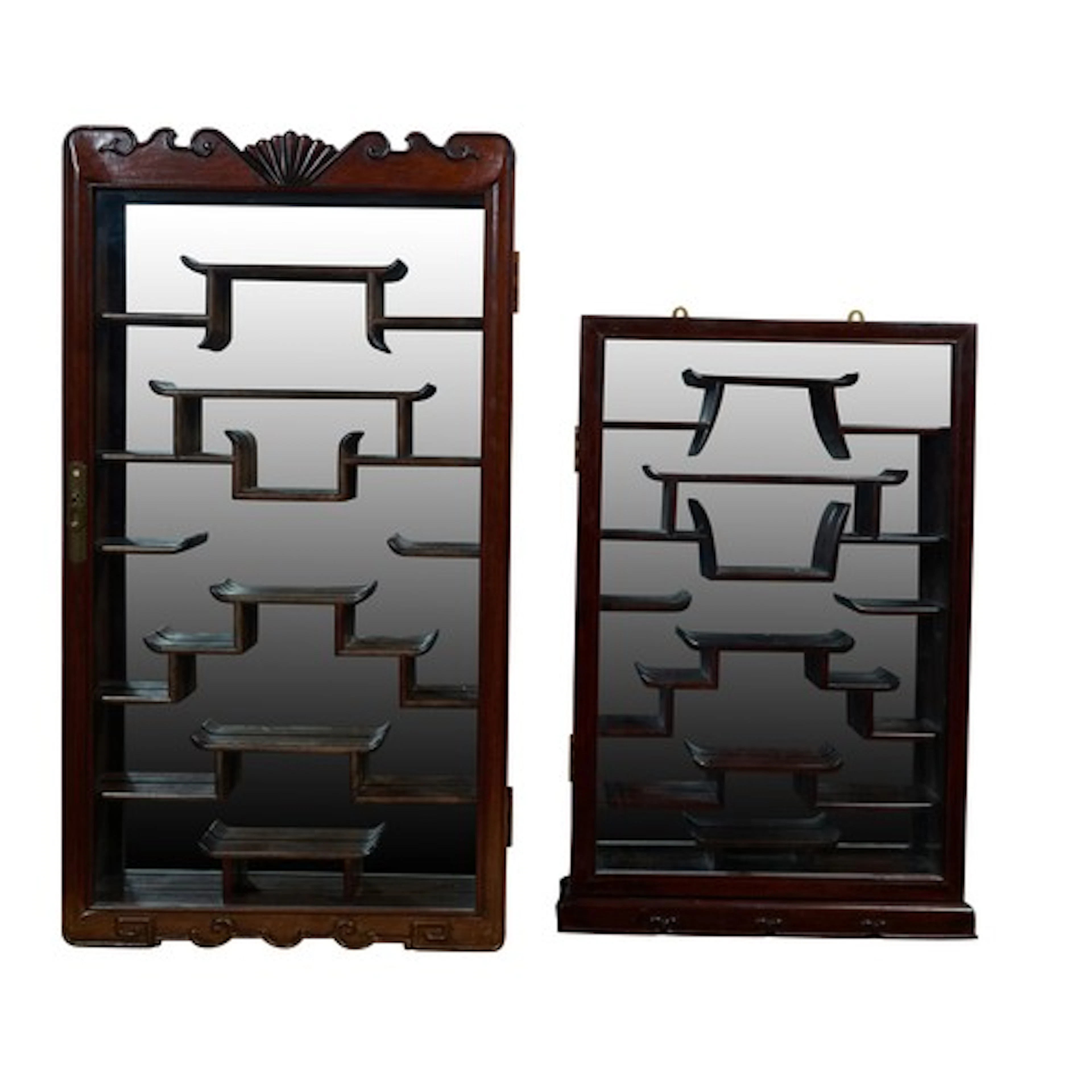 TWO CHINESE HARDWOOD WALL CABINETS 20TH CENTURY 红木柜两件 二十世纪...