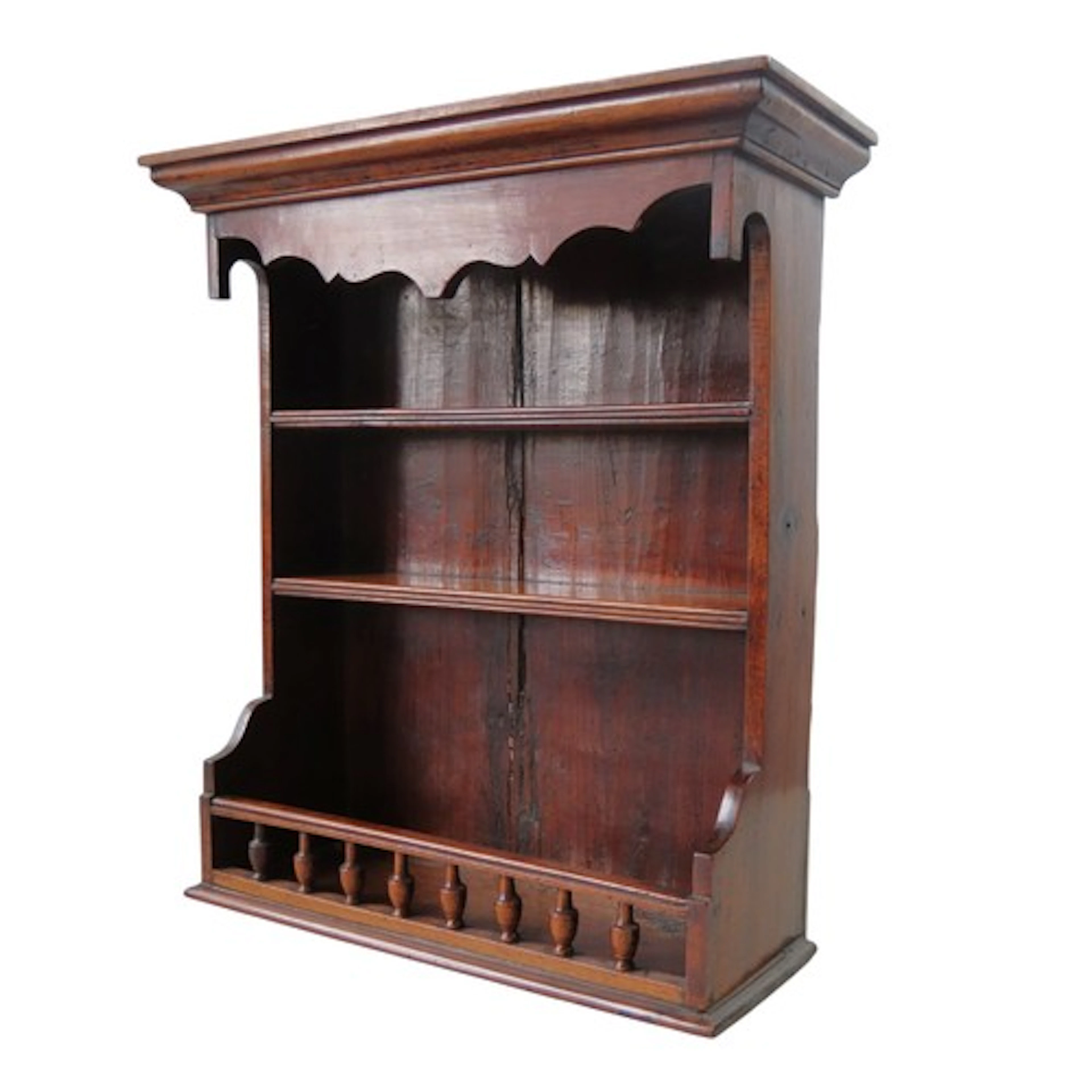 A DUTCH PINE AND MAHOGANY WALL SHELF 19TH CENTURY moulded og...
