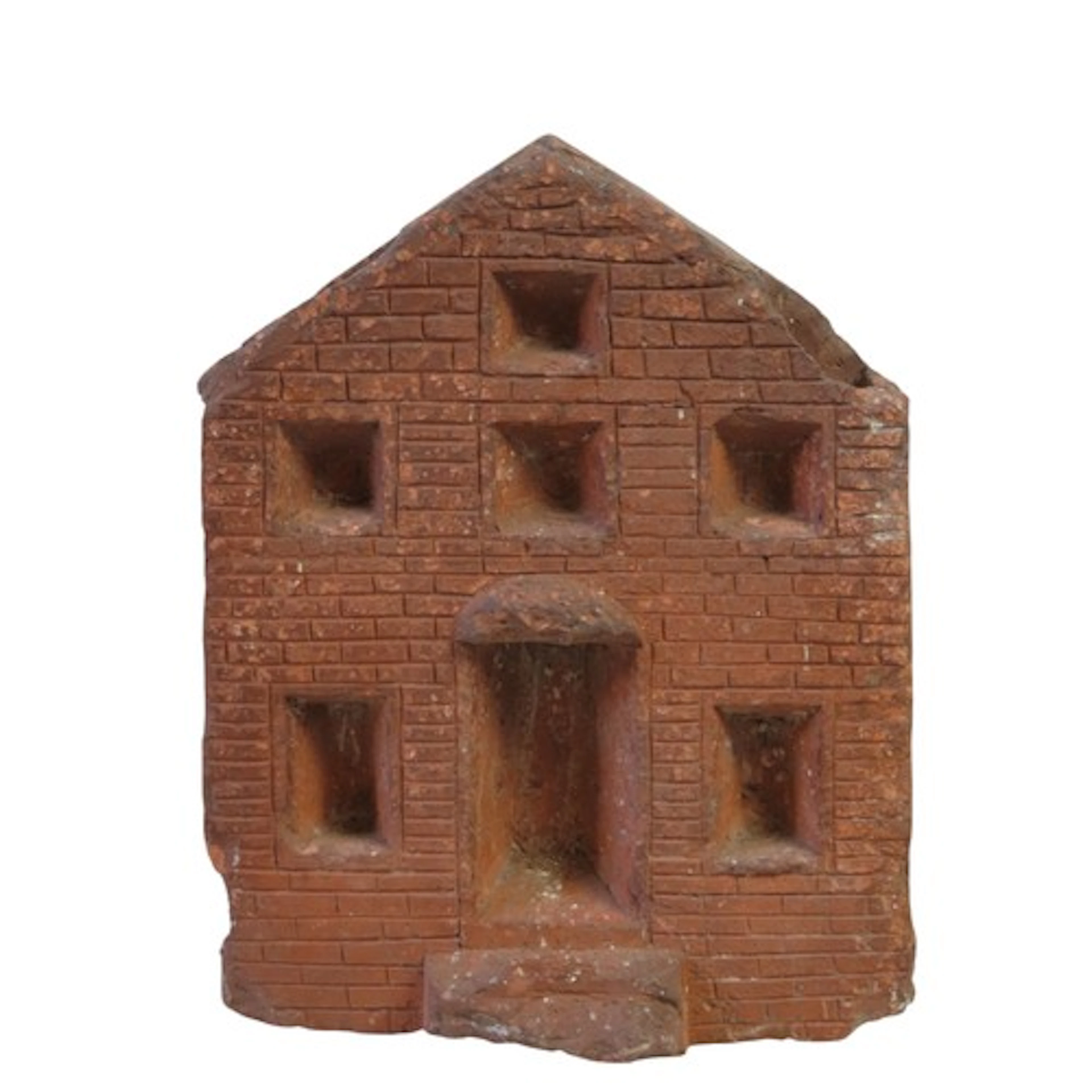A FOLK ART DOOR STOP MODELLED AS A TOWN HOUSE Possibly an en...