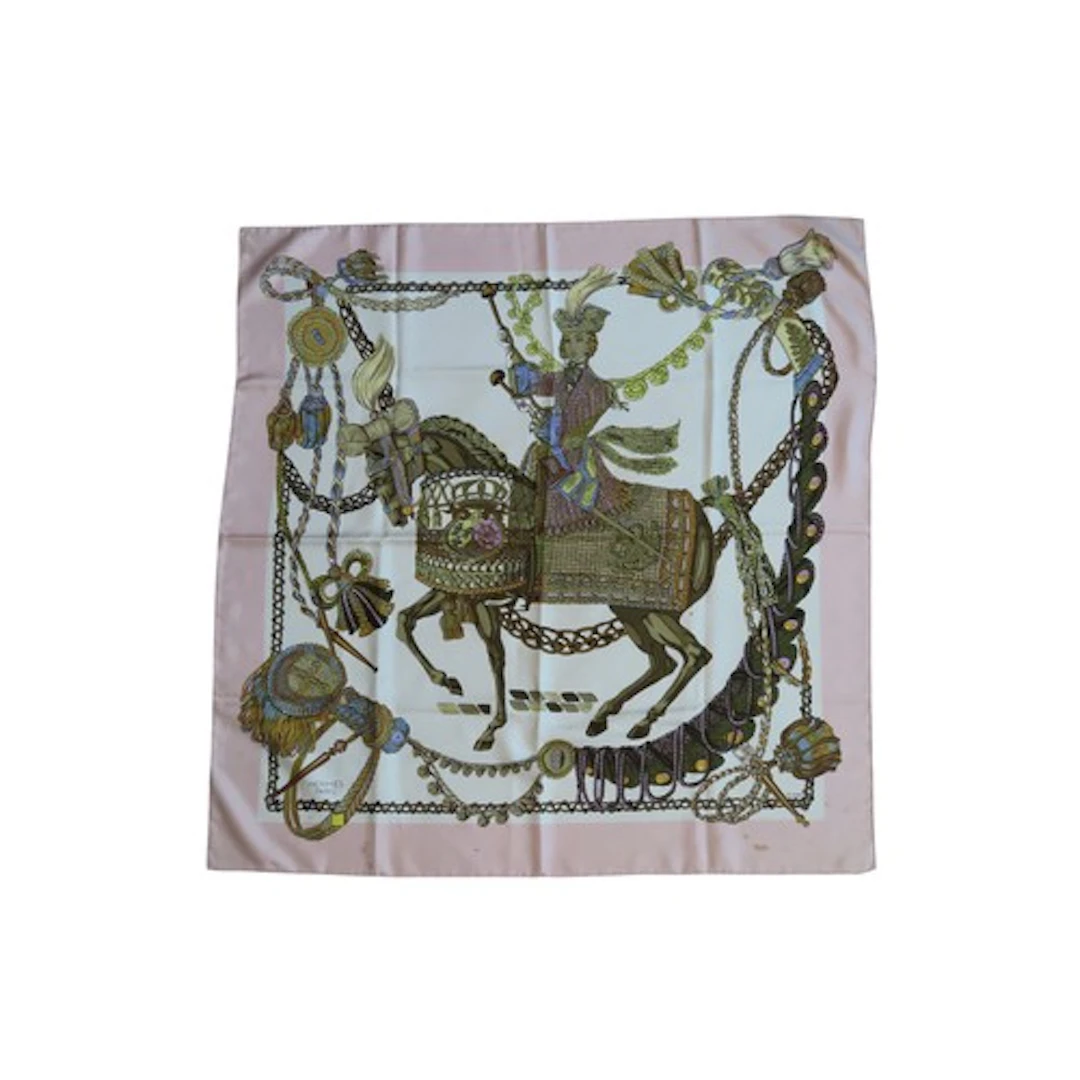 VINTAGE HERMES LE TIMBALIER SCARF 90cm x 90cm approx. Late 8...