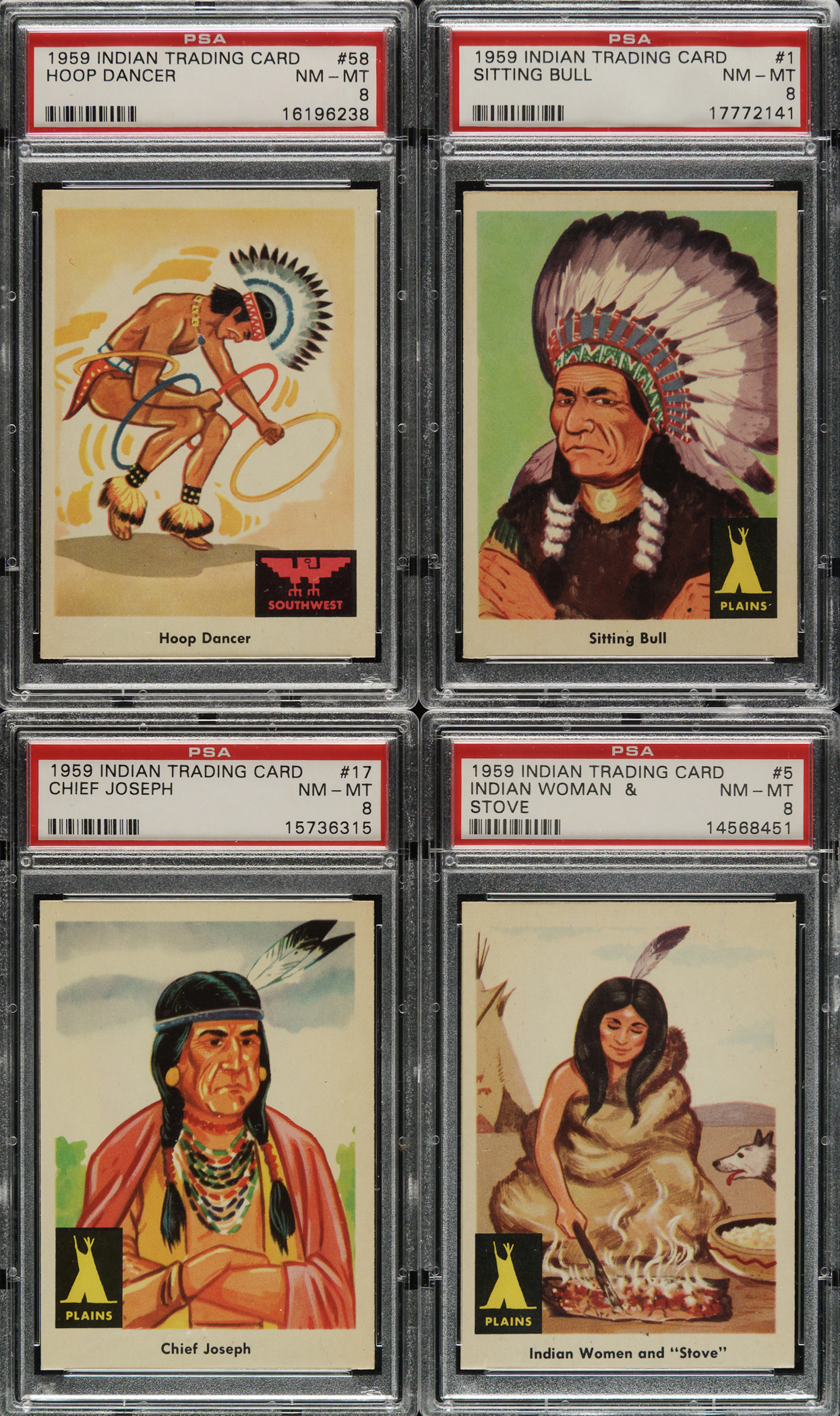 1959 Fleer "Indian Trading Card" PSA- and SGC-Graded Complete Set (80)
