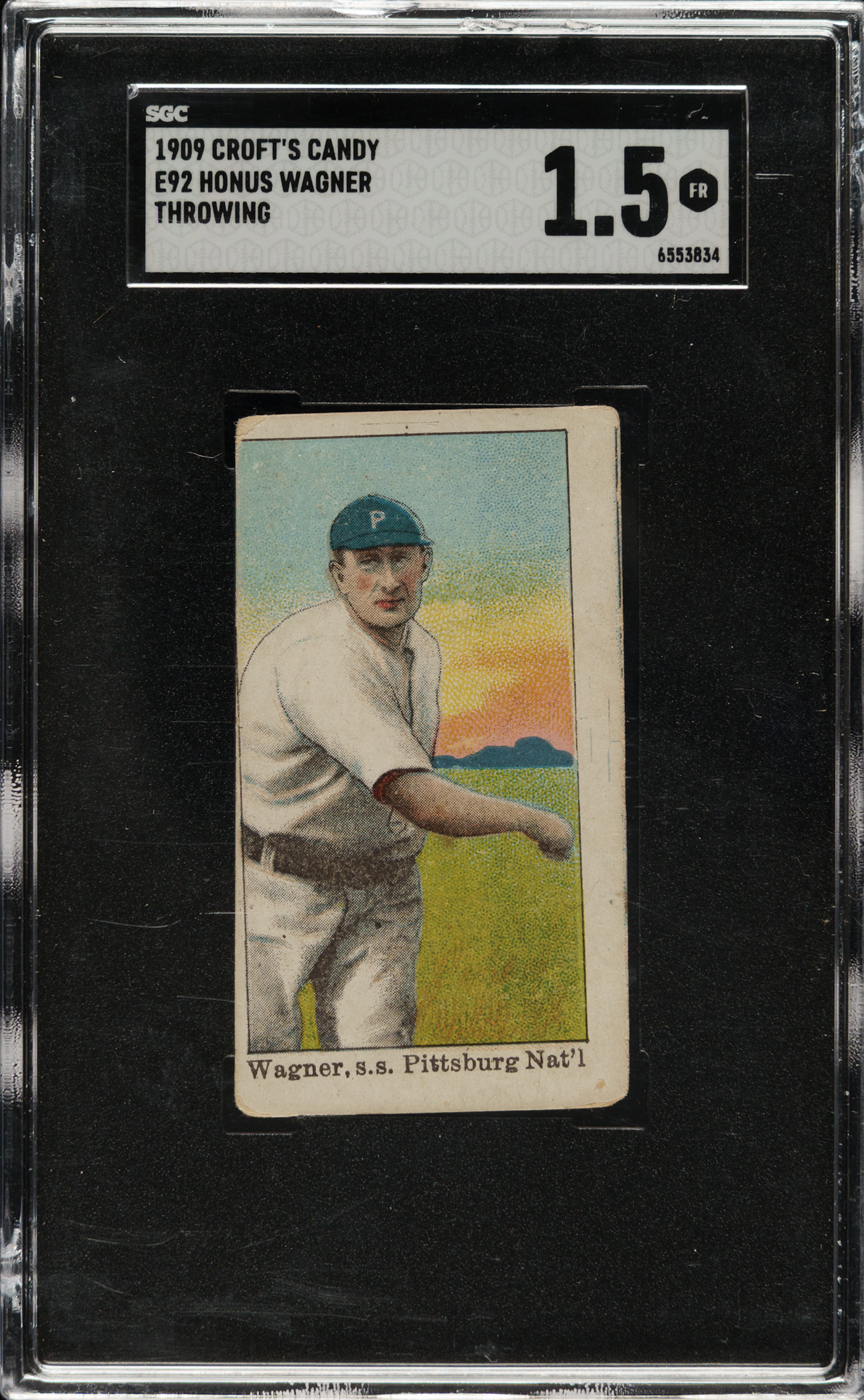 Extremely Rare 1909 E92 Croft's Candy Honus Wagner Throwing SGC FAIR 1.5
