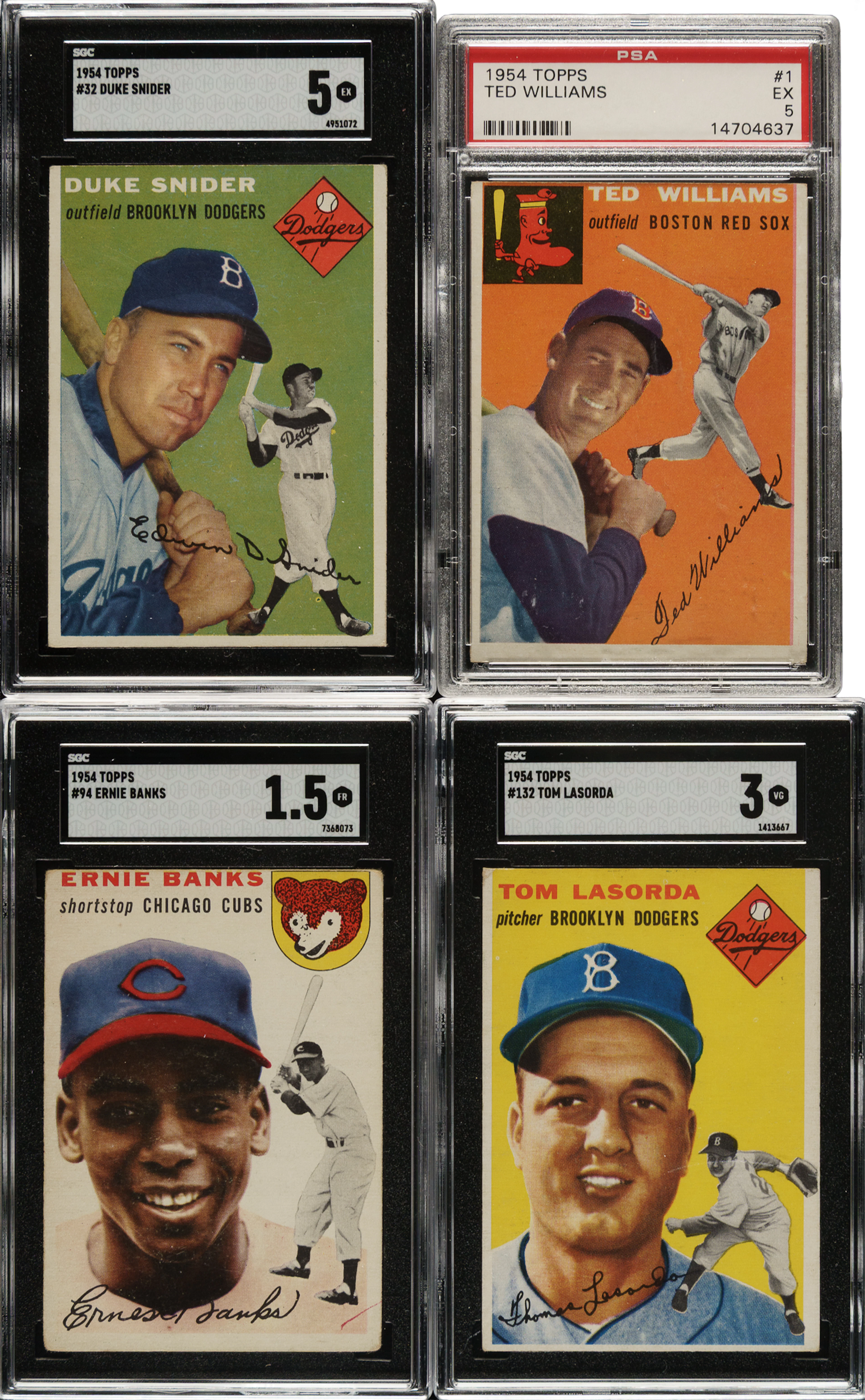 1954 Topps Near-Complete Set (247/250) Including 34 PSA- and SGC-Graded Cards