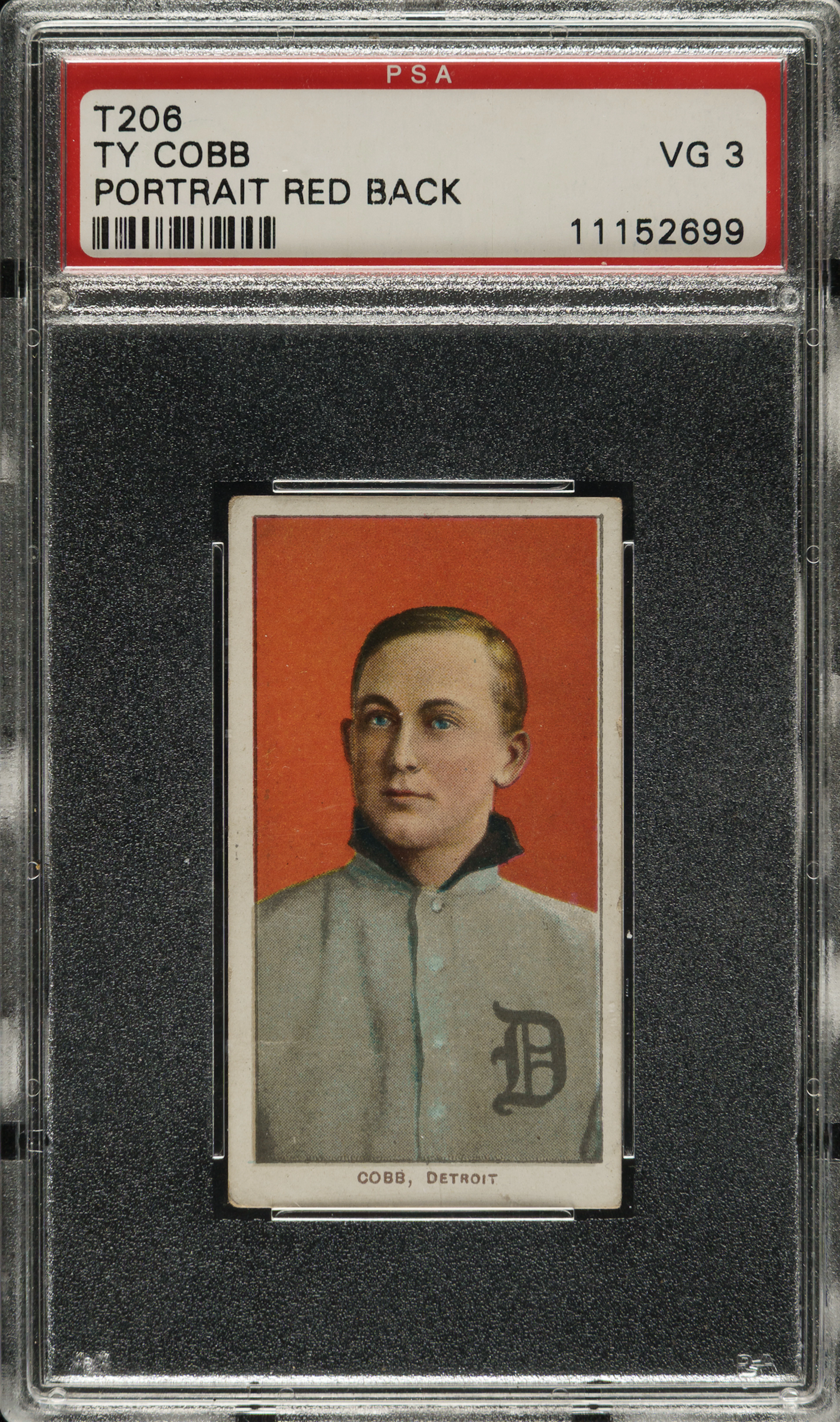 1909-1911 T206 White Border Ty Cobb Portrait Red Background PSA VG 3