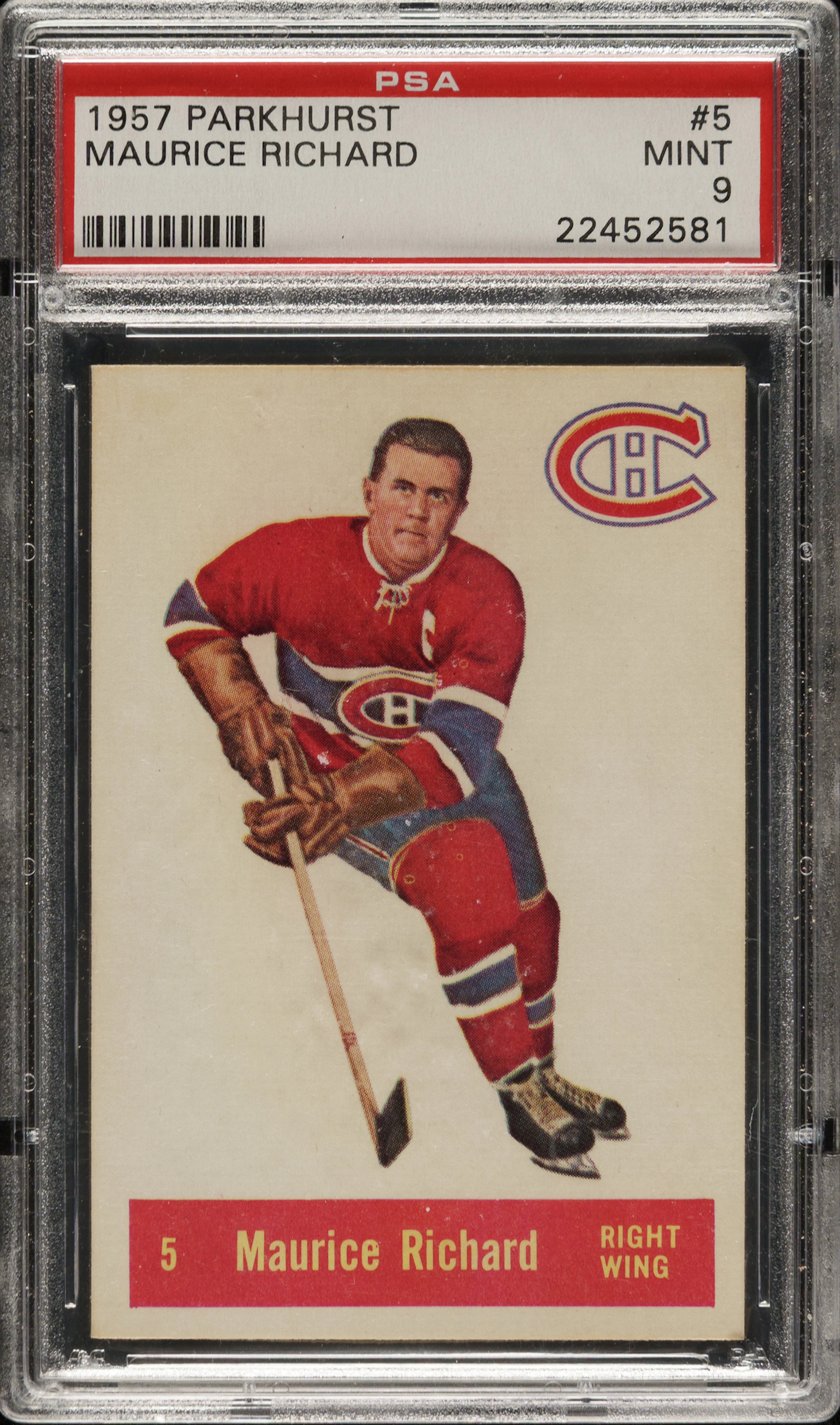 1957-1958 Parkhurst Hockey #5 Maurice Richard PSA MINT 9