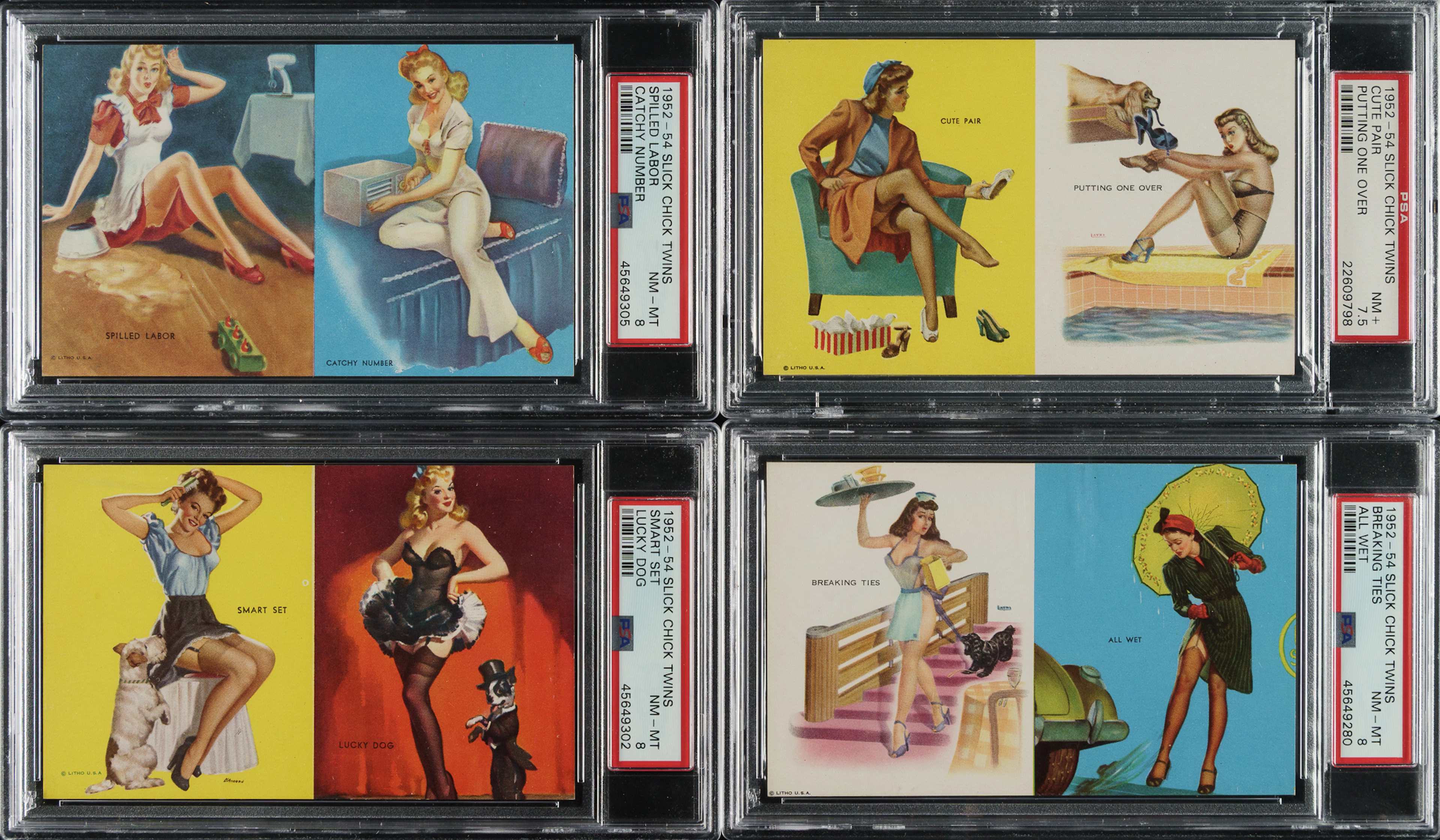 1952 Exhibit "Slick Chick Twins" Complete Set (32): #1 PSA Set Registry