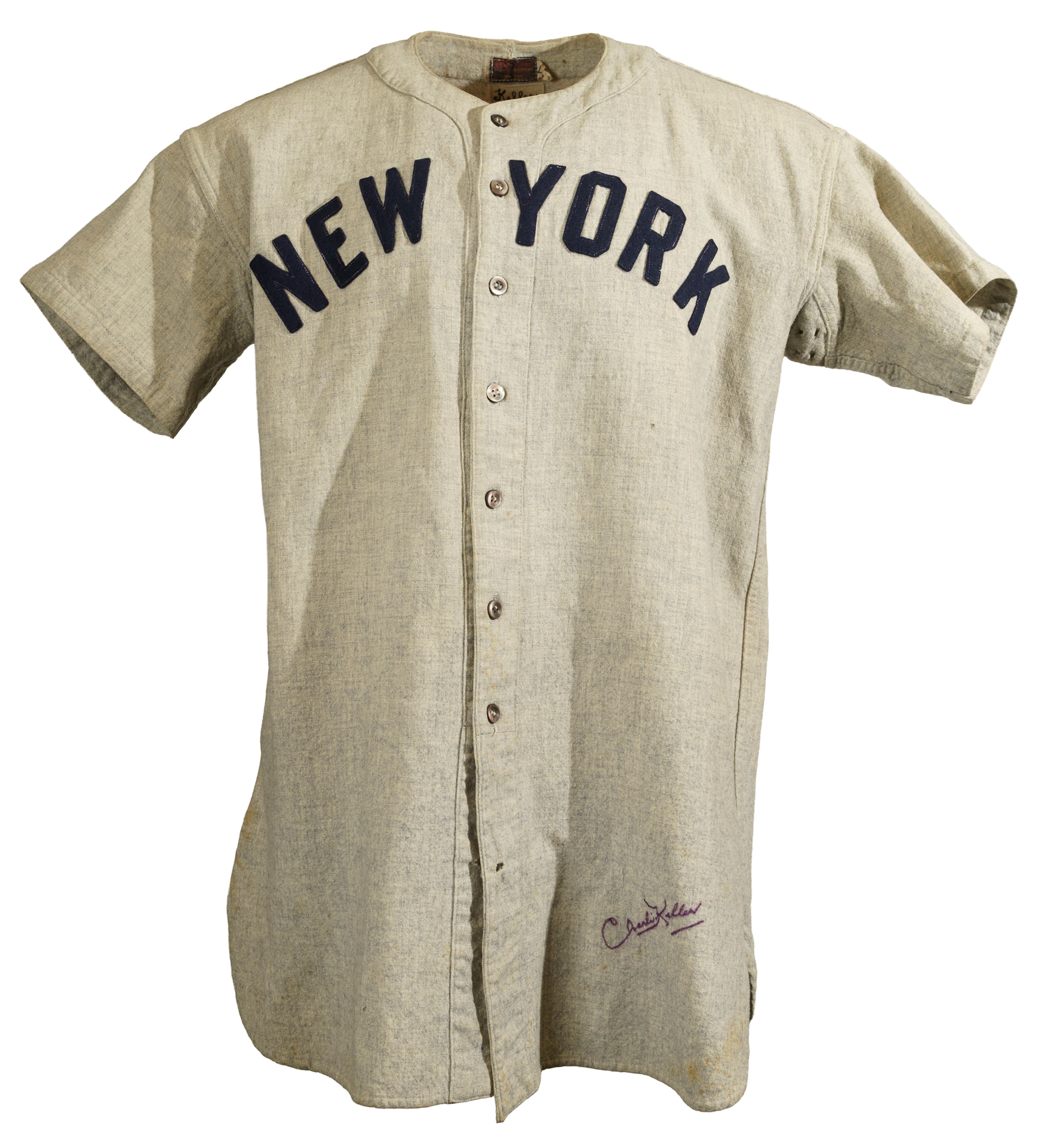 1947 Charlie Keller New York Yankees Signed Game-Used Road Jersey