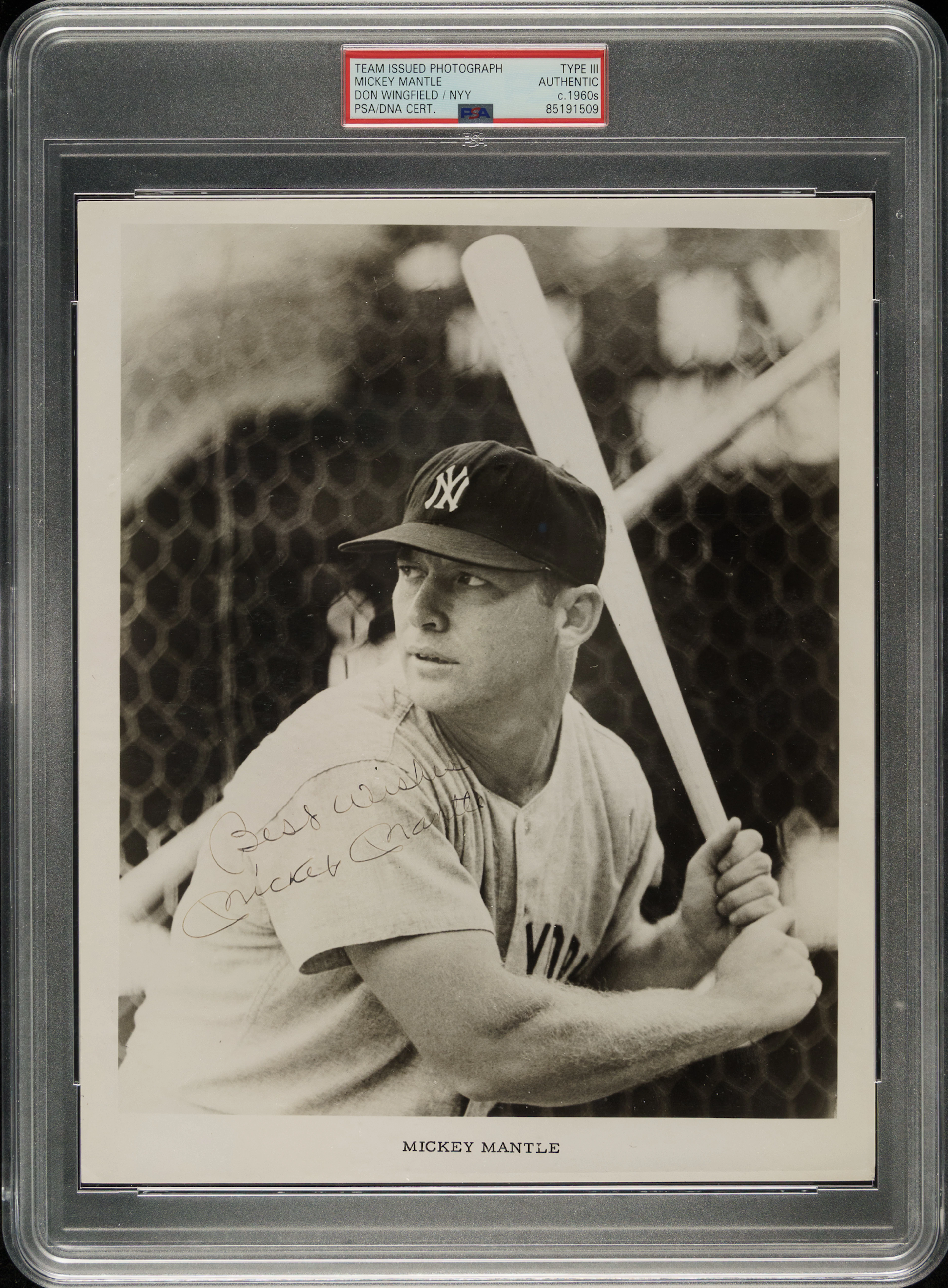 Circa 1960s Mickey Mantle Signed Don Wingfield Team Issued Photograph