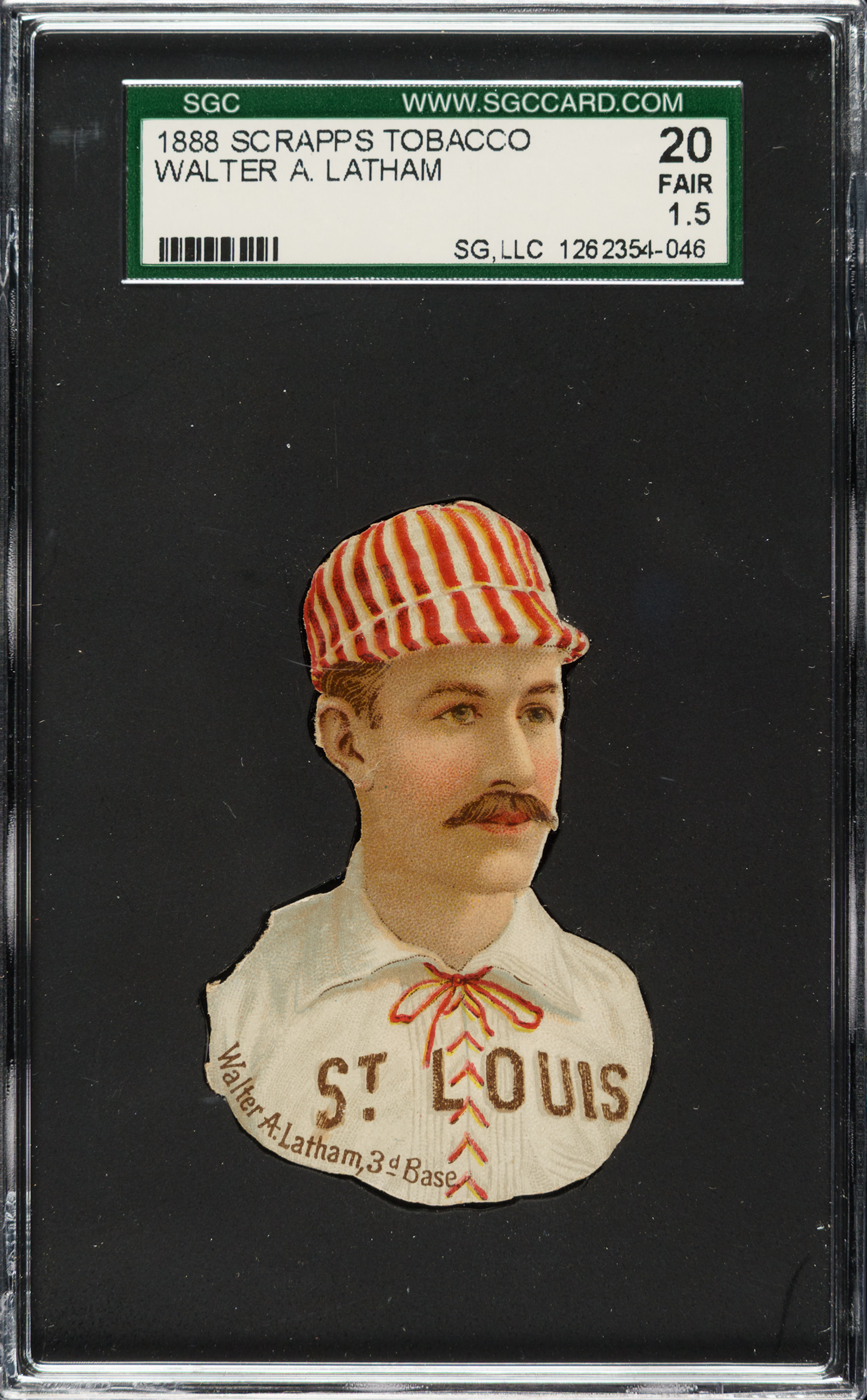 1888 H. D. Smith & Company Baseball Gum Card Die-Cuts Arlie Latham SGC FAIR 20