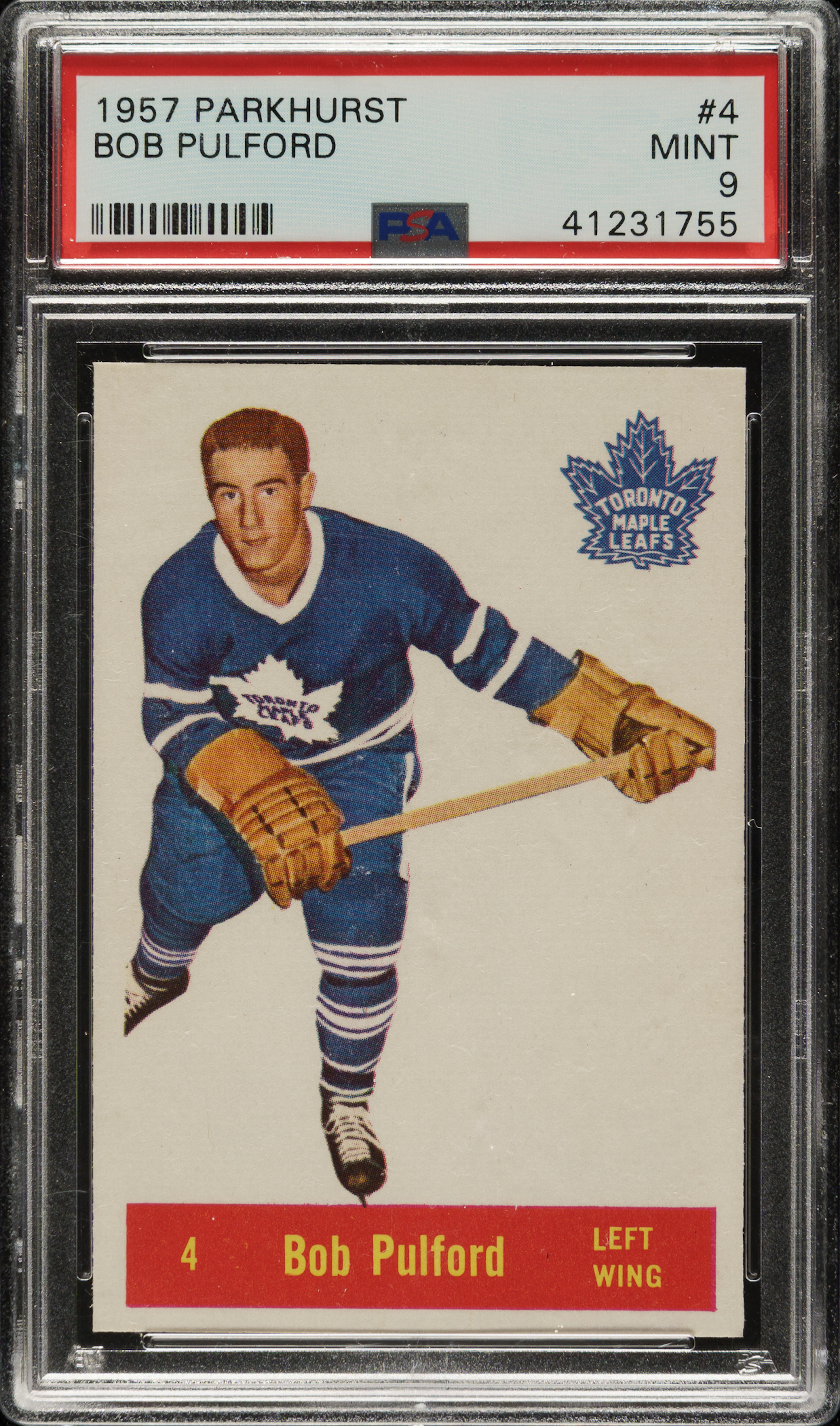 1957-1958 Parkhurst Hockey #4 Bob Pulford Rookie PSA MINT 9 - 1 of