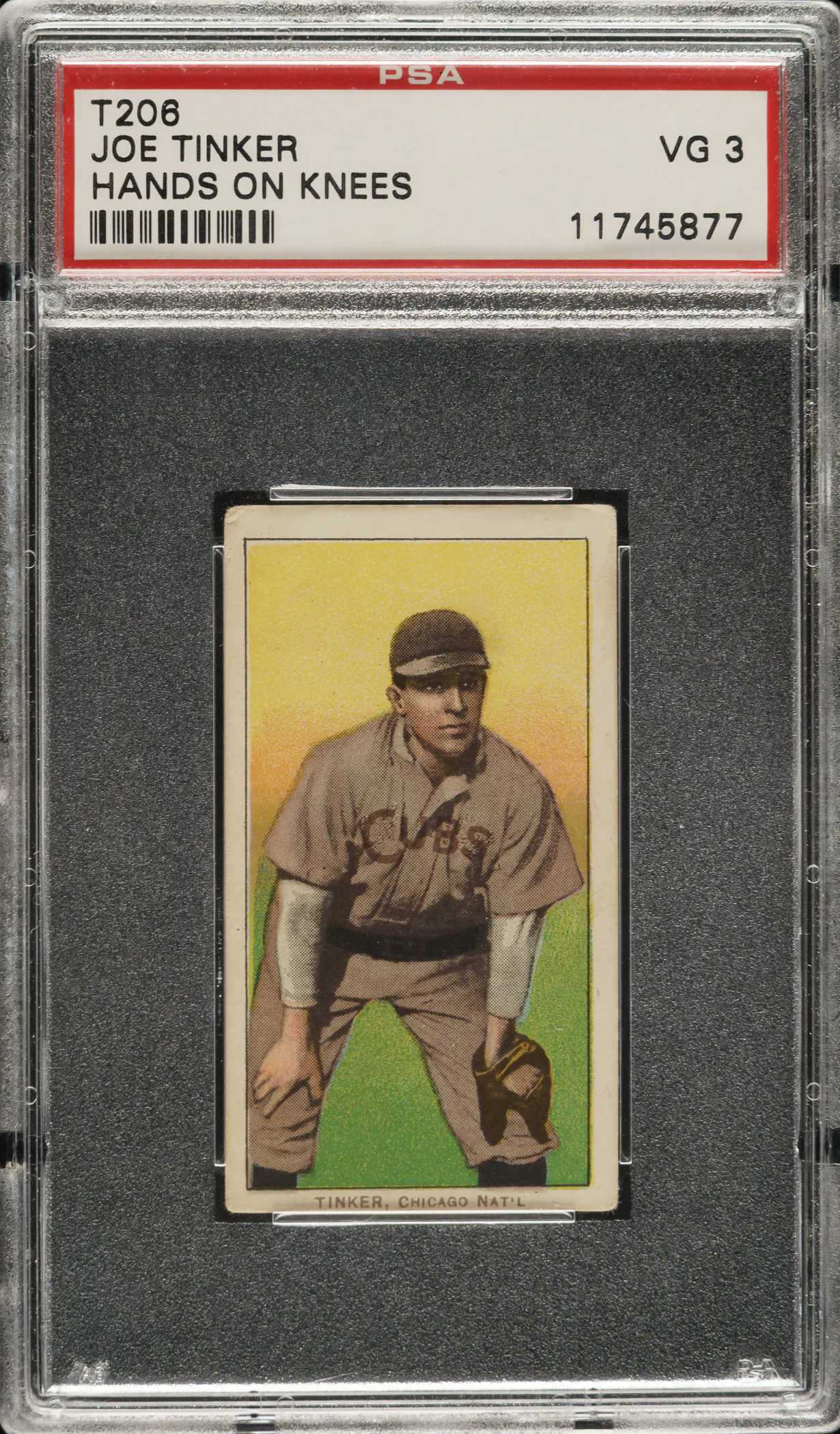 1909-1911 T206 White Border Joe Tinker Hands on Knees PSA VG 3 - Brown ...