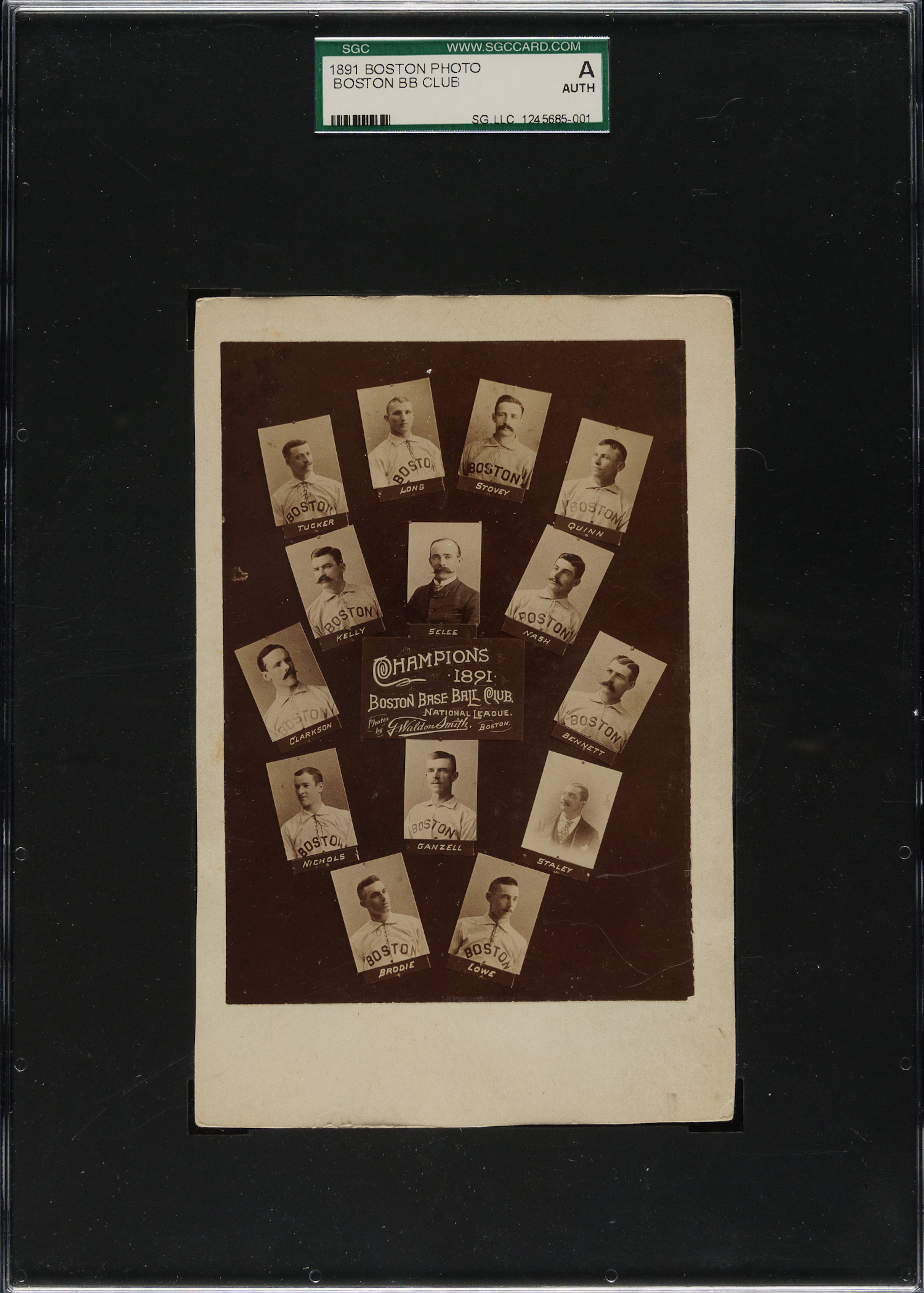 1891 Boston Baseball Club Champions Team Cabinet with Clarkson, Nichols