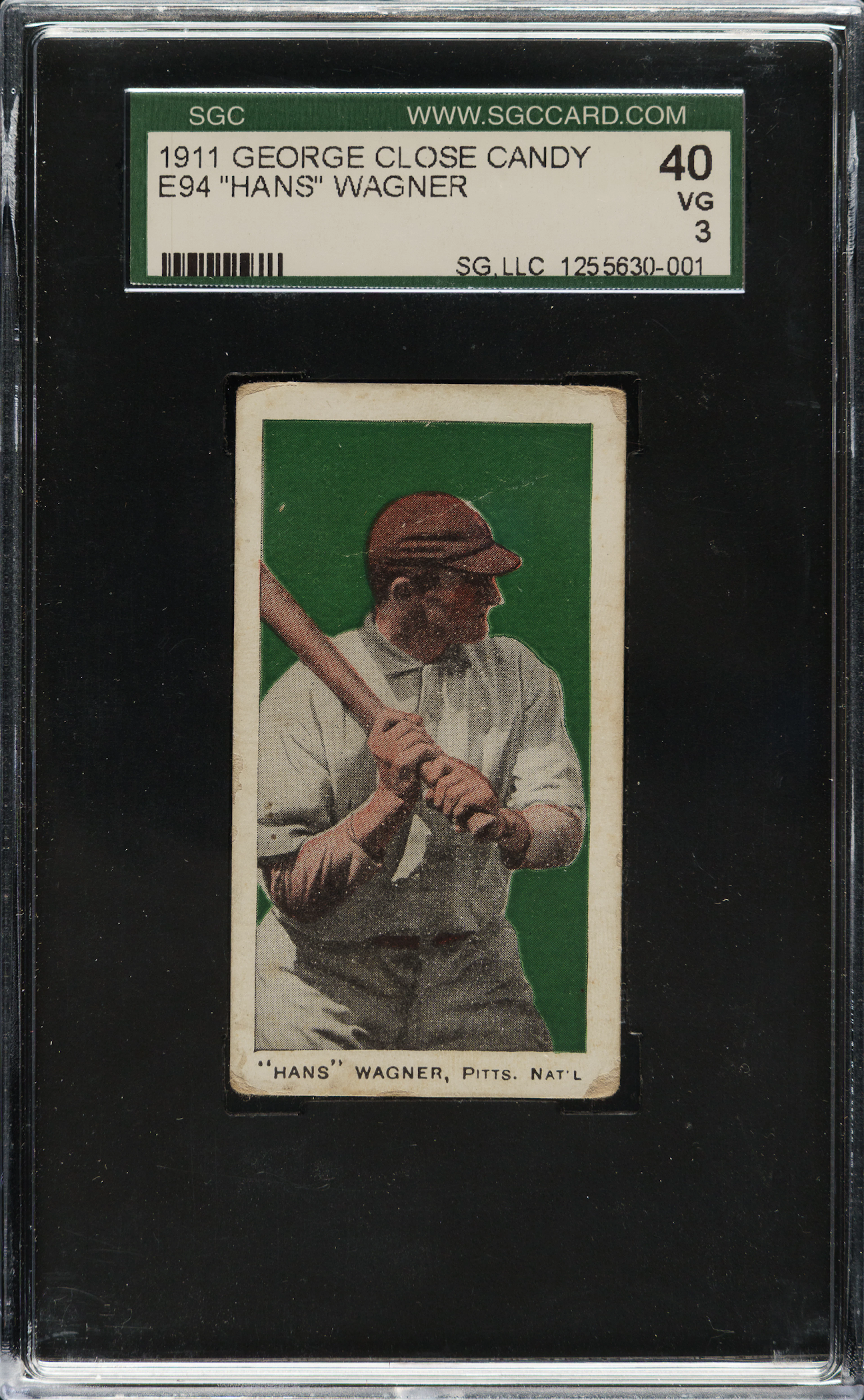 1911 E94 George Close Candy Honus Wagner SGC VG 40 - Green Background
