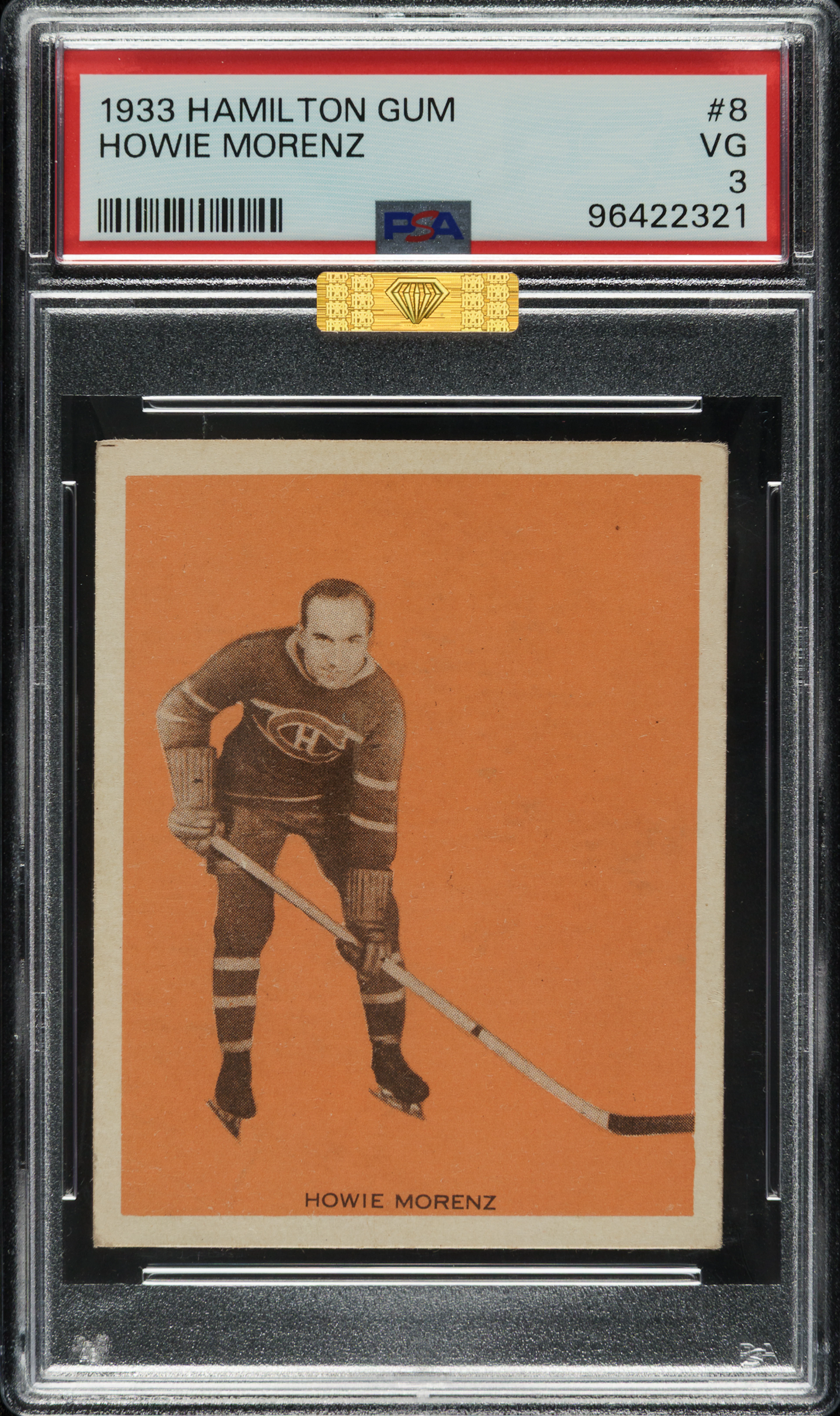 1933-1934 V288 Hamilton Gum #8 Howie Morenz PSA VG 3