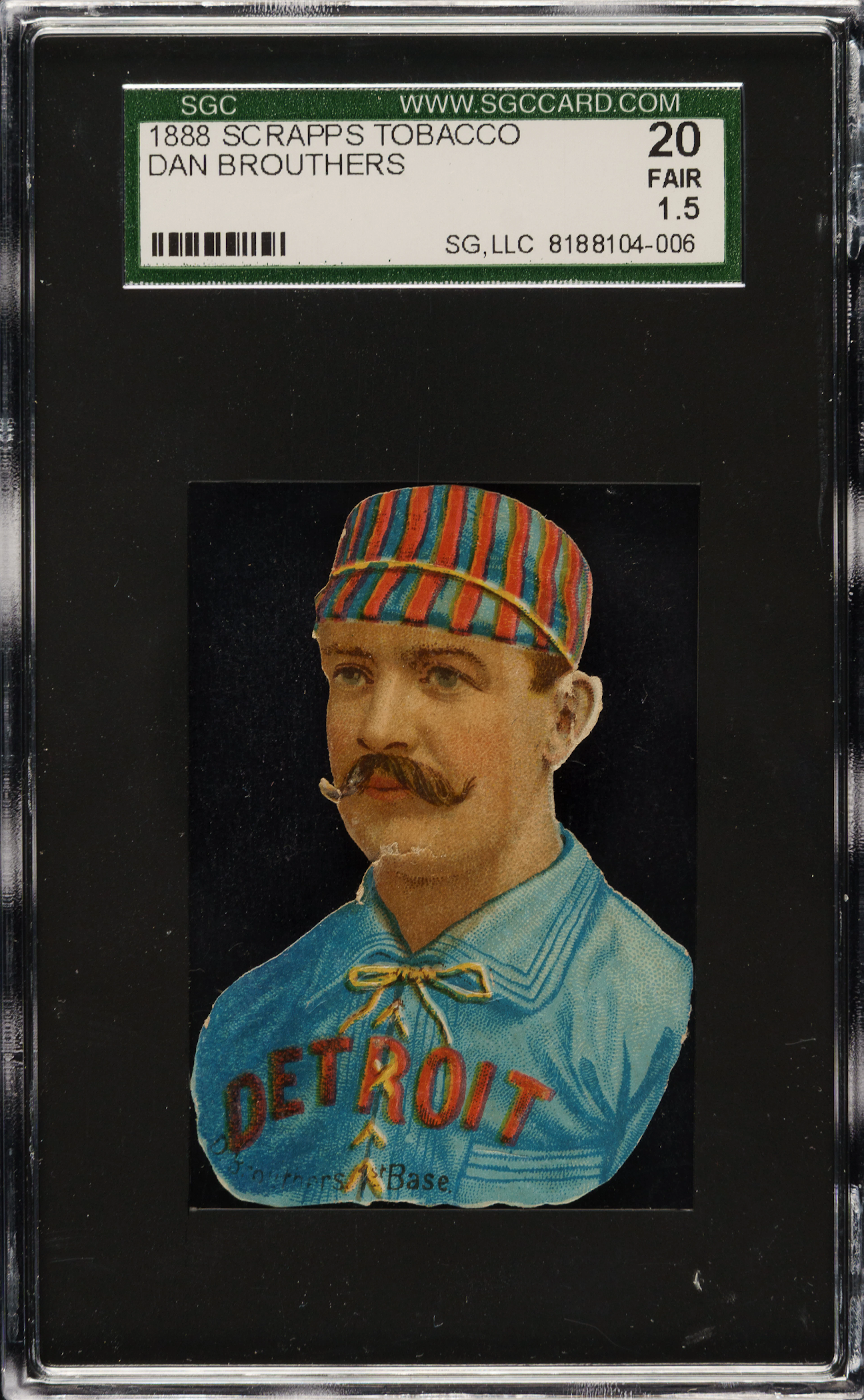 1888 H. D. Smith & Company Baseball Gum Card Die-Cuts Dan Brouthers SGC FAIR 20