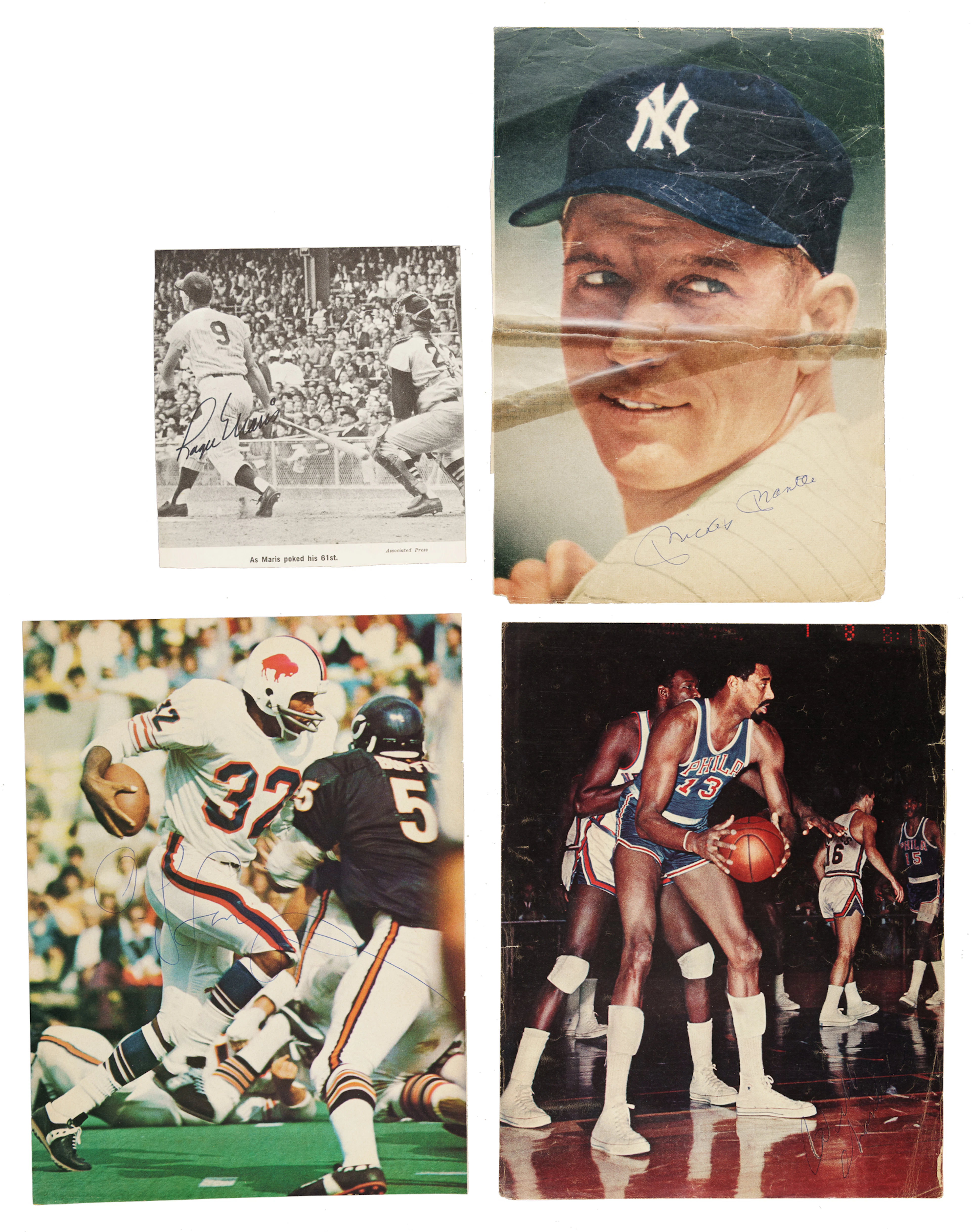 Baseball, Football, and Basketball Signed Magazine-Page Collection