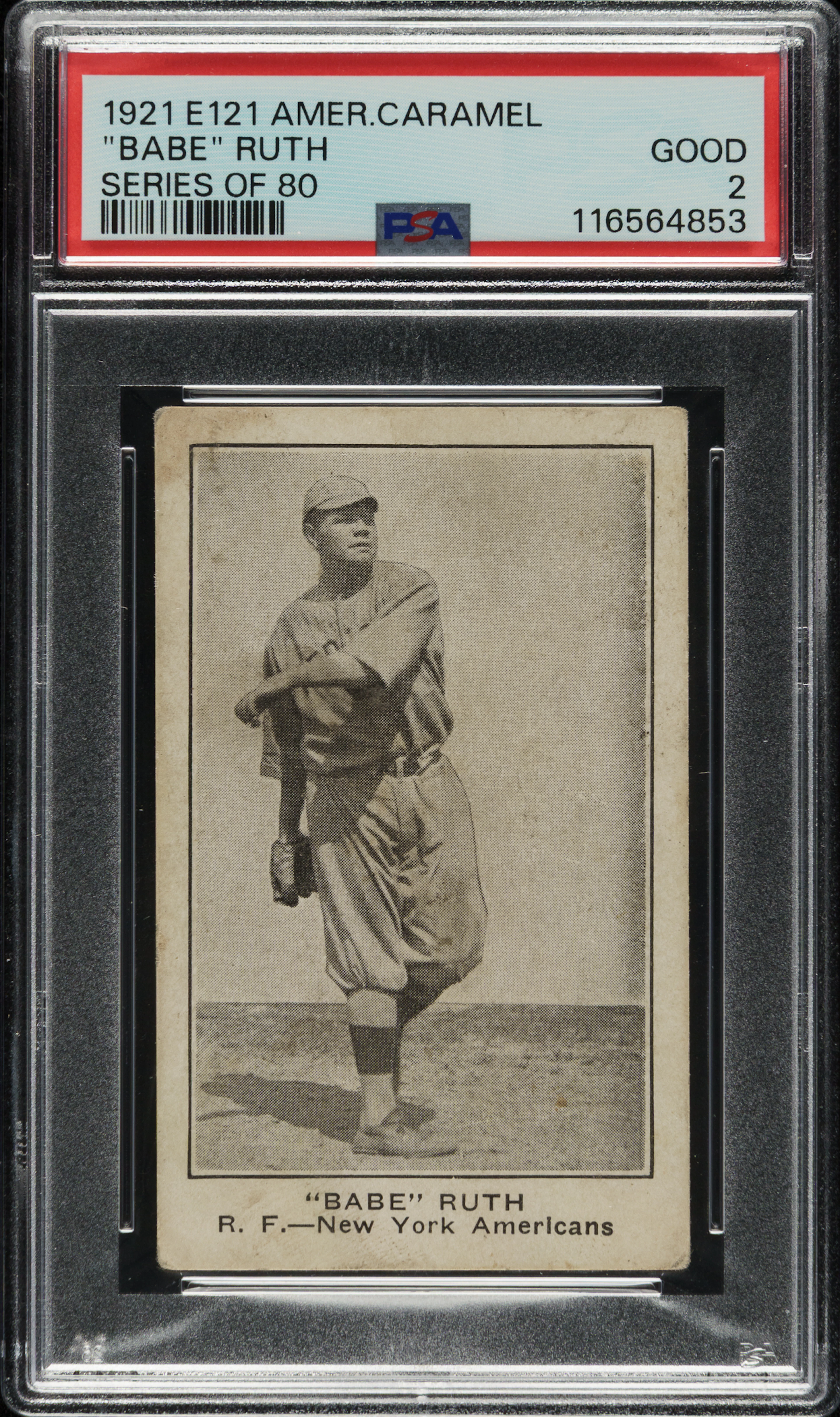 1921 E121 American Caramel (Series of 80) "Babe" Ruth PSA GOOD 2