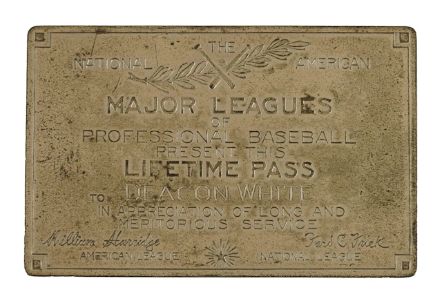 Deacon White Major League Lifetime Pass with Original Presentation